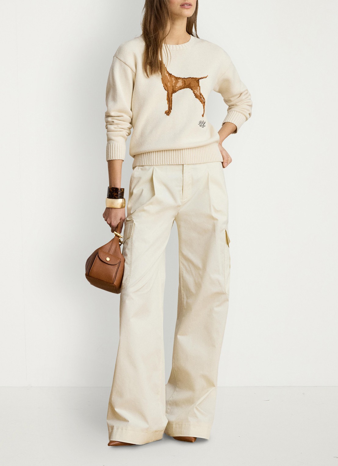 Ralph Lauren Fijngebreide trui met ingebreide print - voorkant 5 mascarpone crème / crème