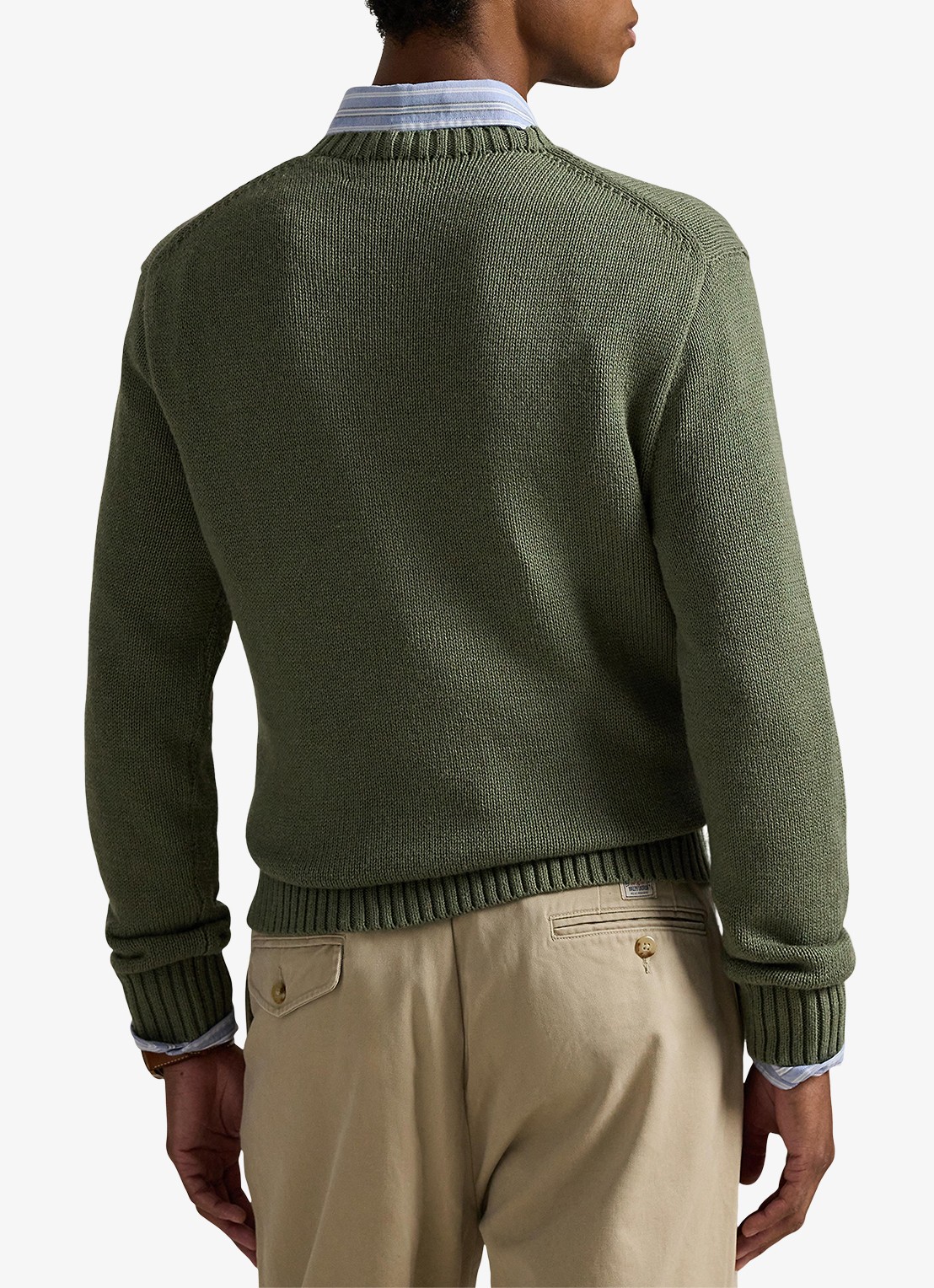 Ralph Lauren Fijngebreide trui met ingebreide print - achterkant 3 lovette heather / legergroen