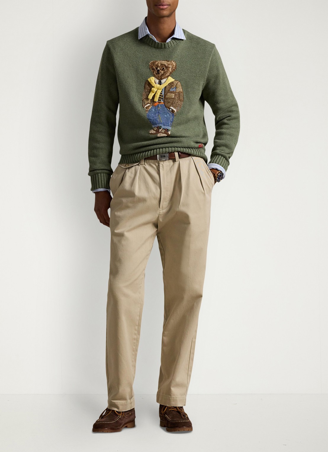Ralph Lauren Fijngebreide trui met ingebreide print - voorkant 5 lovette heather / legergroen