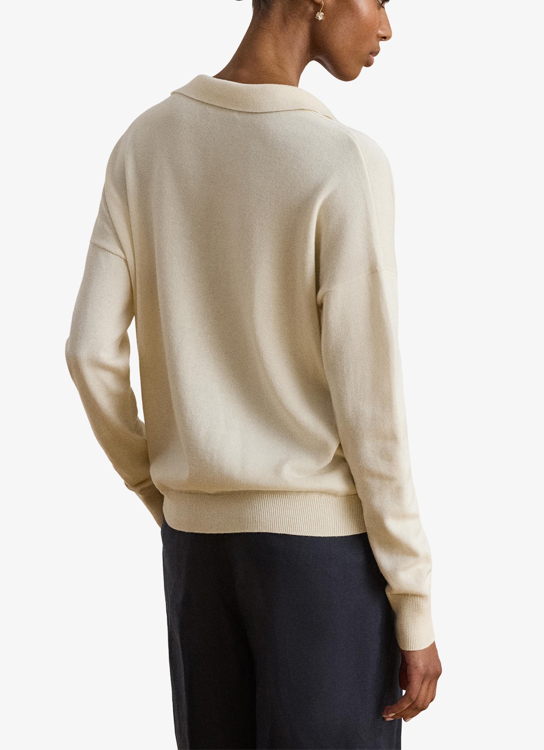 Ralph Lauren Fijngebreide trui met kraag - achterkant 3 mascarpone crème / crème