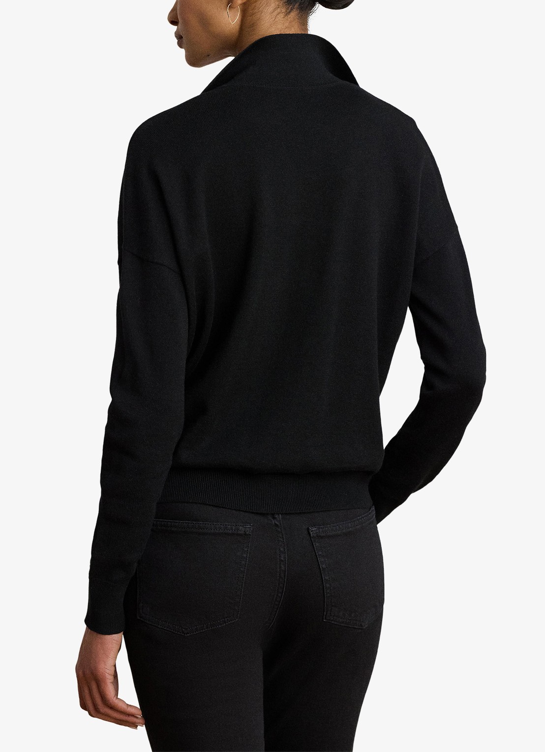 Ralph Lauren Fijngebreide trui met kraag - achterkant zwart