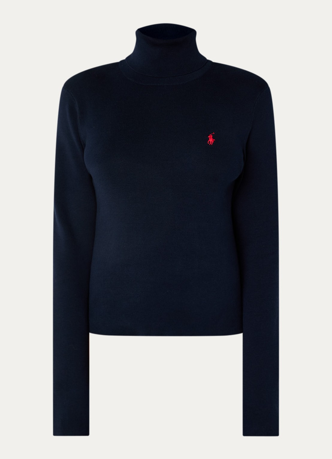 Ralph Lauren Fijngebreide trui met logo en col - voorkant donkerblauw