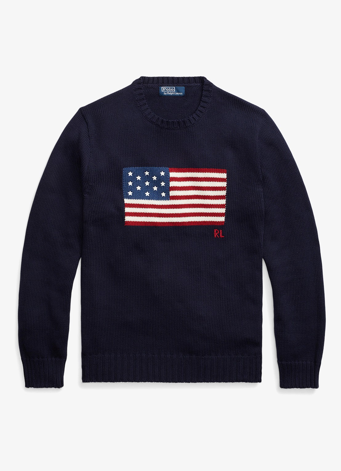 Ralph Lauren Fijngebreide trui met logo - voorkant 4 hunter navy / donkerblauw