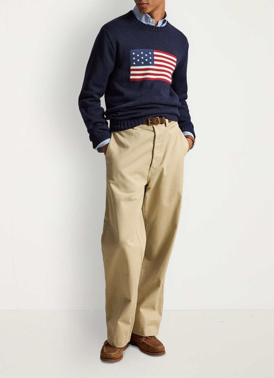 Ralph Lauren Fijngebreide trui met logo - voorkant 4 hunter navy / donkerblauw