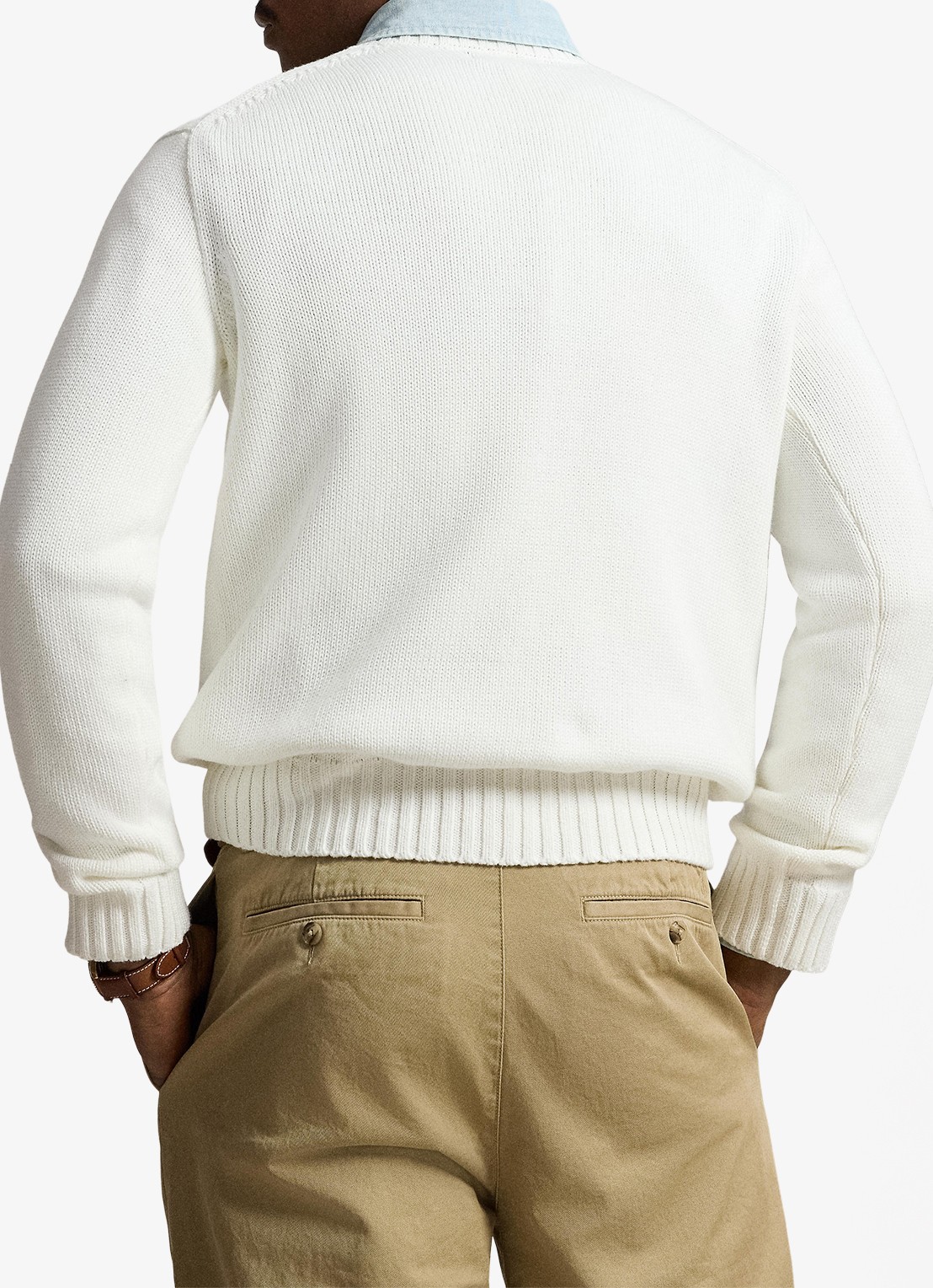 Ralph Lauren Fijngebreide trui met logo - achterkant 3 deckwash white / wit