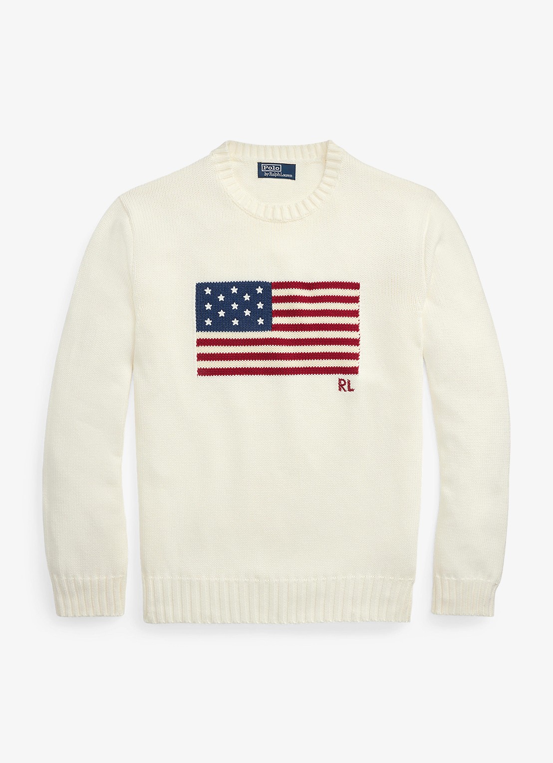 Ralph Lauren Fijngebreide trui met logo - voorkant deckwash white / wit