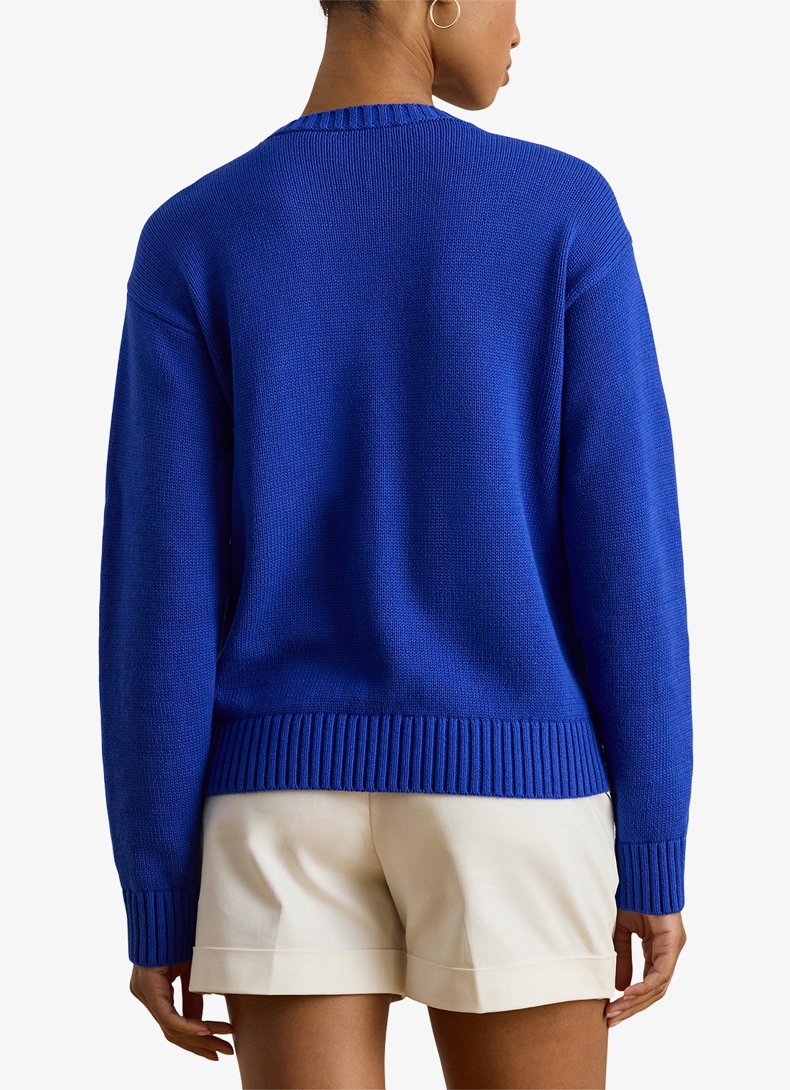 Ralph Lauren Fijngebreide trui met logoborduring - achterkant 3 kobaltblauw
