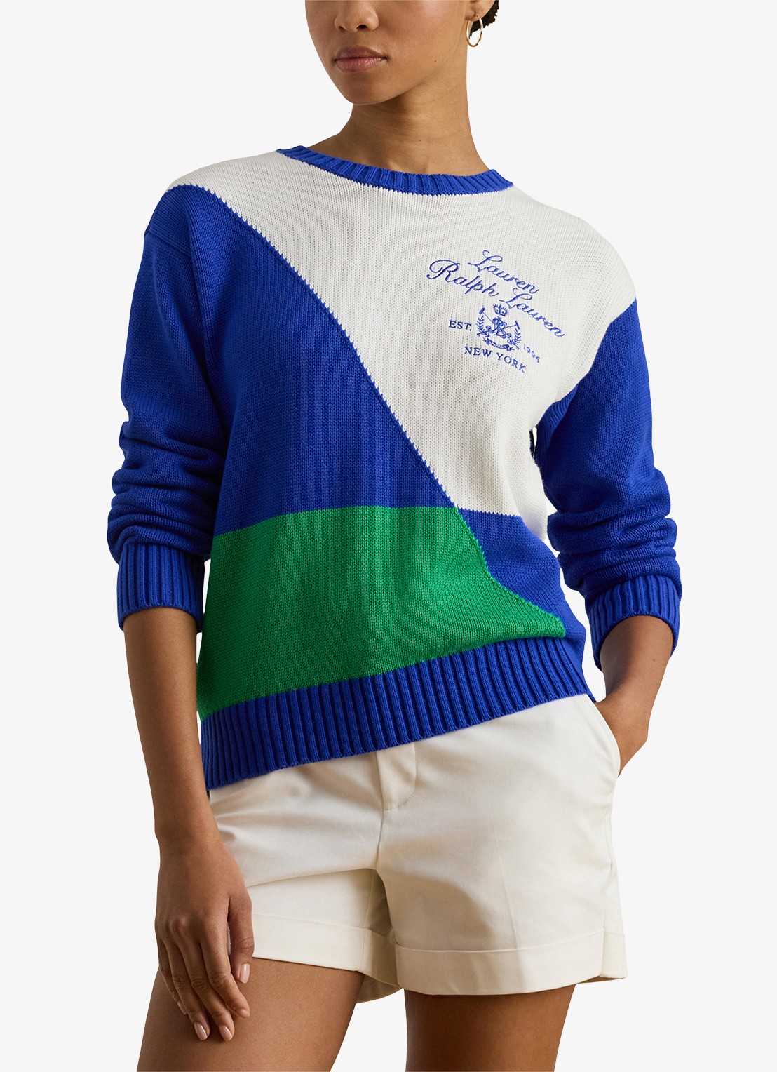 Ralph Lauren Fijngebreide trui met logoborduring - detail 4 kobaltblauw