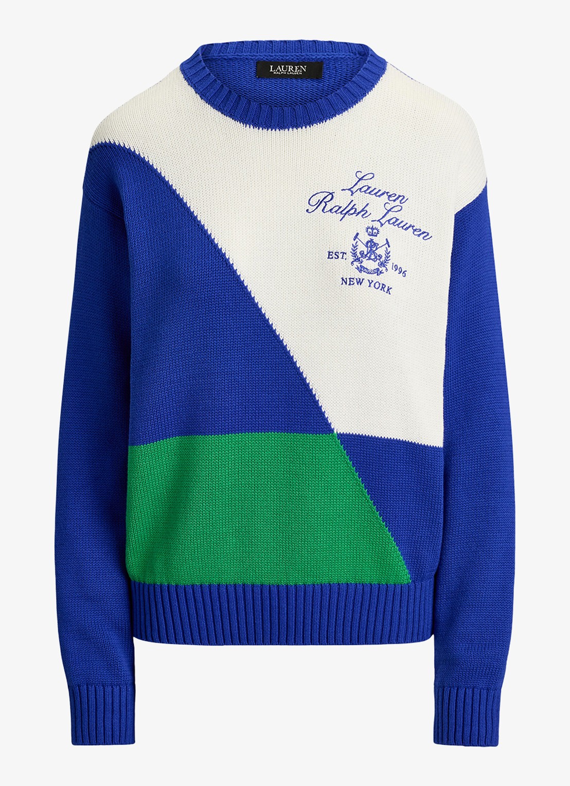 Ralph Lauren Fijngebreide trui met logoborduring - voorkant kobaltblauw