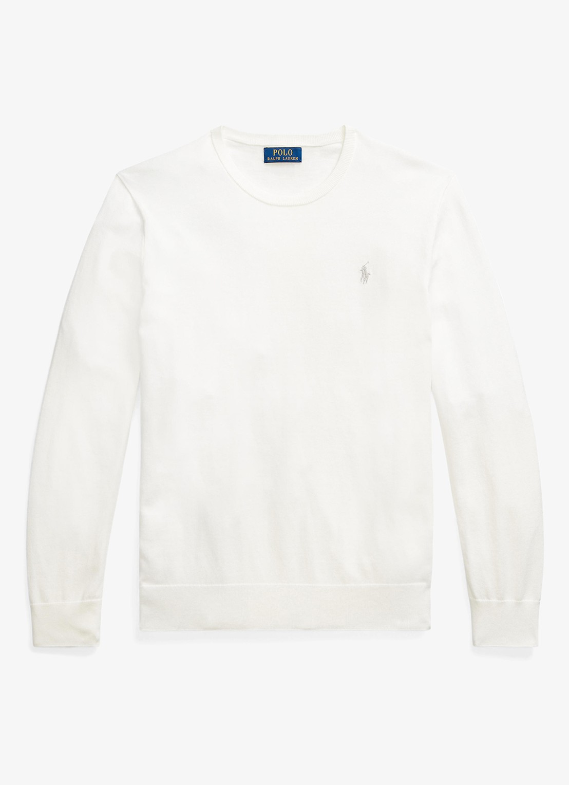 Ralph Lauren Fijngebreide trui met logoborduring - voorkant 3 deckwash white / wit