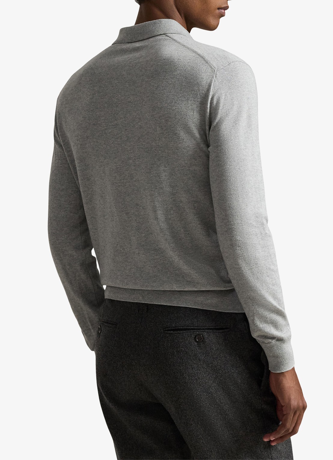 Ralph Lauren Fijngebreide trui met logoborduring - achterkant andover heather / lichtgrijs
