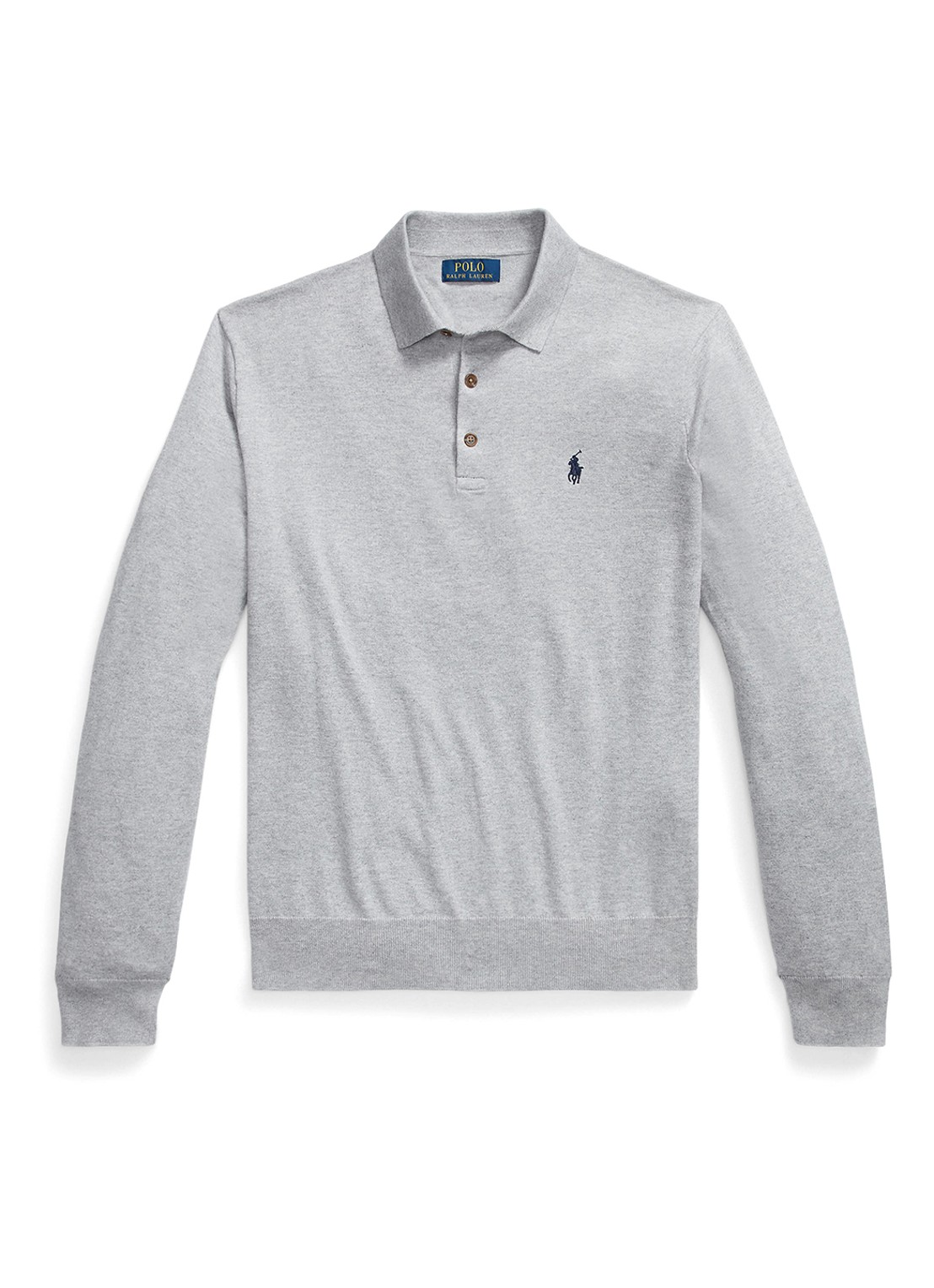 Ralph Lauren Fijngebreide trui met logoborduring - voorkant 2 andover heather / lichtgrijs