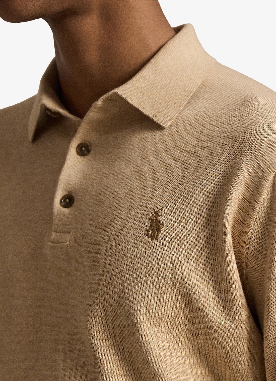 Ralph Lauren Fijngebreide trui met logoborduring - detail 4 camel melange / camel