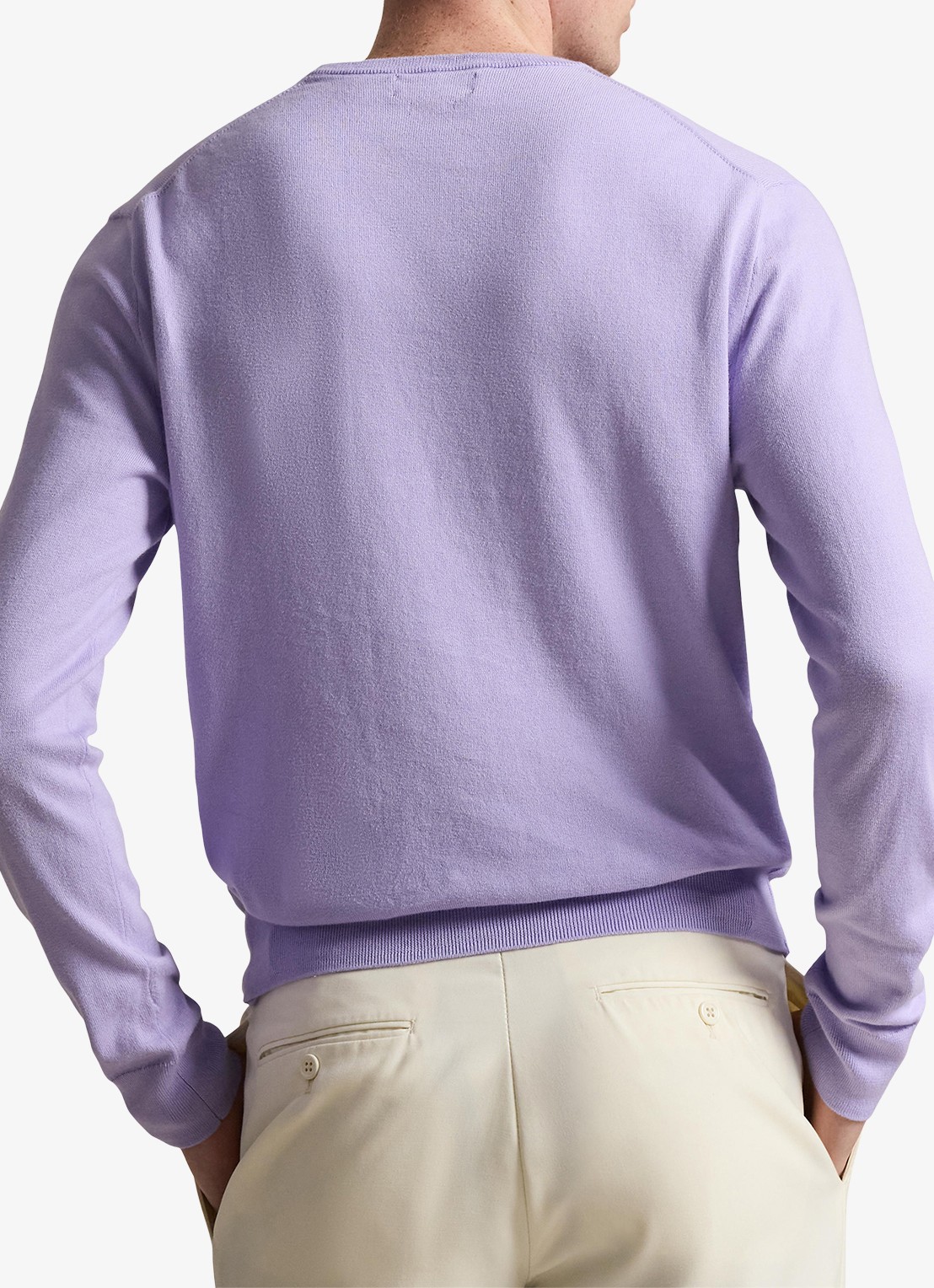 Ralph Lauren Fijngebreide trui met logoborduring - achterkant 5 powder purple / lichtpaars
