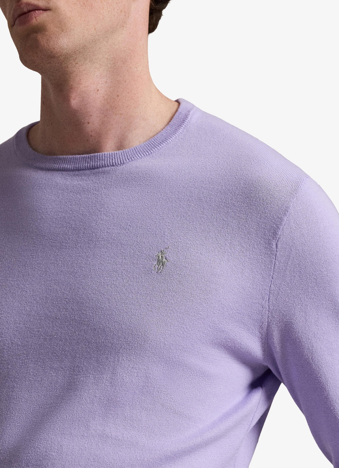 Ralph Lauren Fijngebreide trui met logoborduring - detail 2 powder purple / lichtpaars
