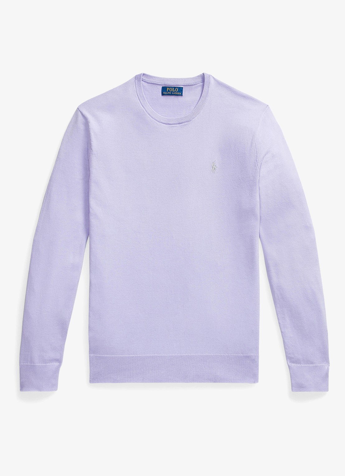 Ralph Lauren Fijngebreide trui met logoborduring - voorkant 3 powder purple / lichtpaars