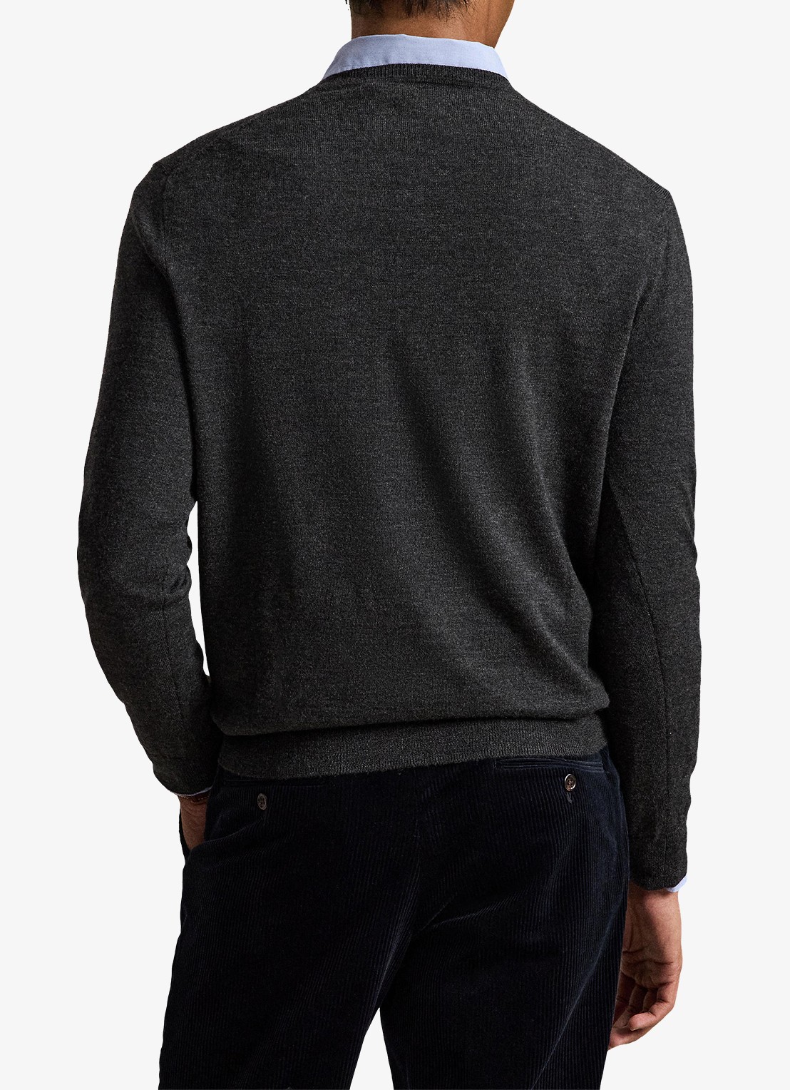 Ralph Lauren Fijngebreide trui met logoborduring - achterkant dark granite hthr / donkergrijs