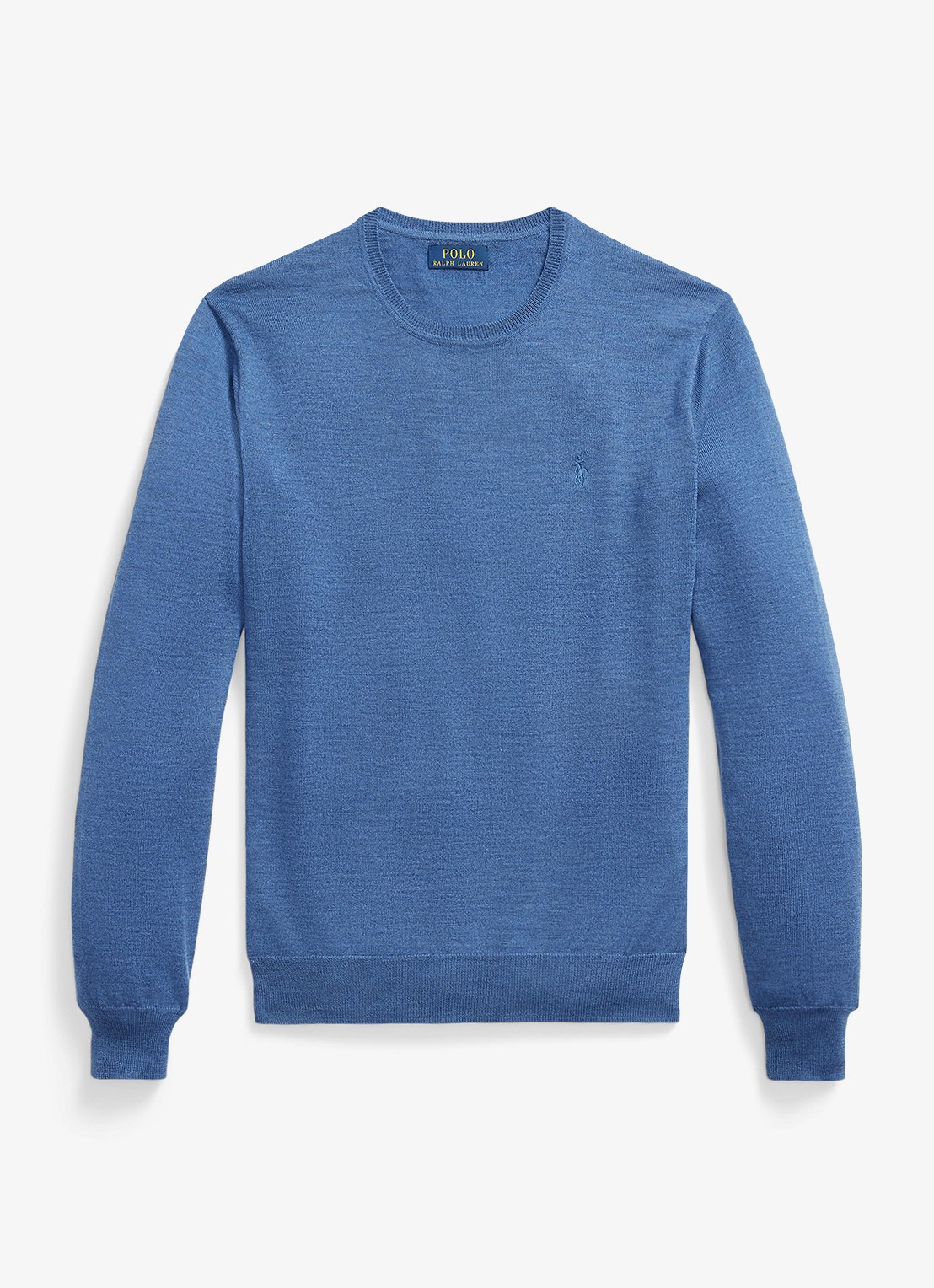Ralph Lauren Fijngebreide trui met logoborduring - voorkant 2 clarity blue heather / blauw