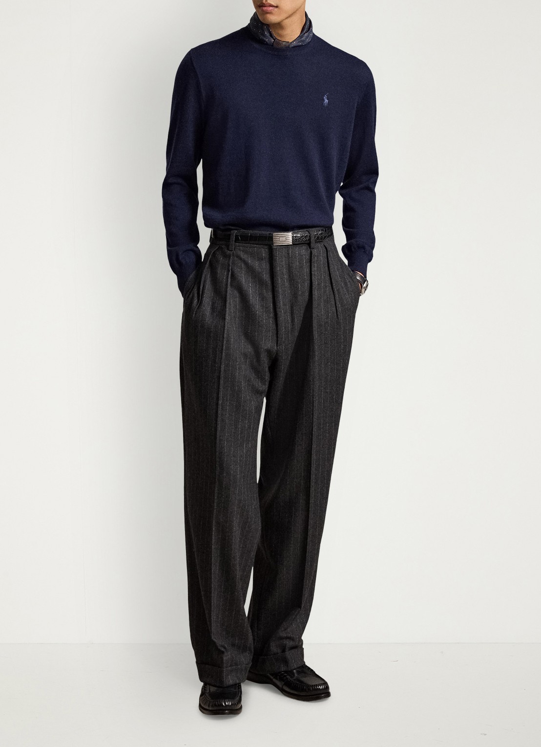 Ralph Lauren Fijngebreide trui met logoborduring - detail 4 hunter navy / donkerblauw