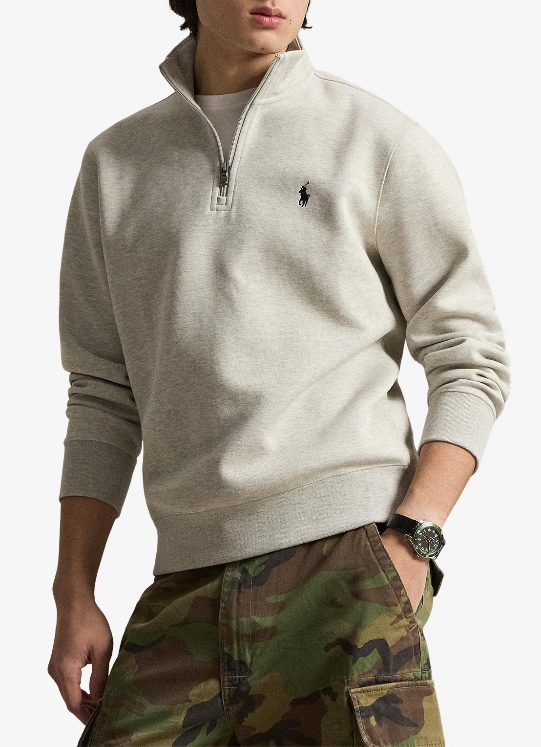Ralph Lauren Fijngebreide trui met logoborduring - voorkant 2 lt sport heather / grijs