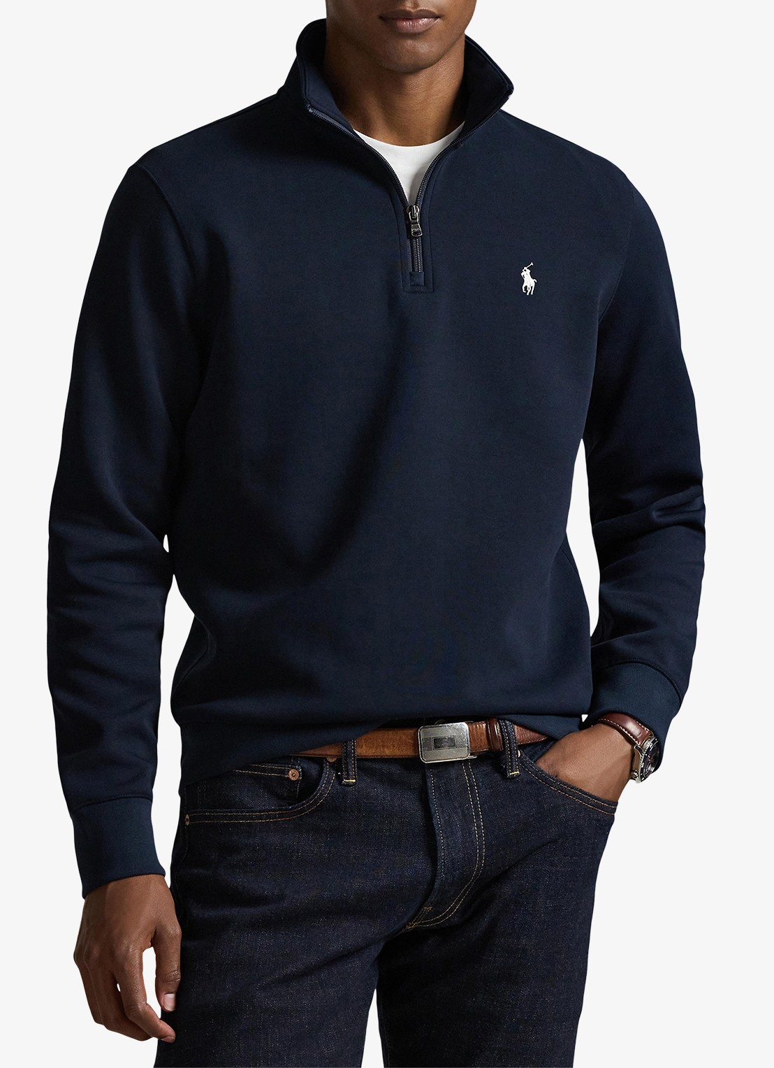 Ralph Lauren Fijngebreide trui met logoborduring - detail 4 donkerblauw
