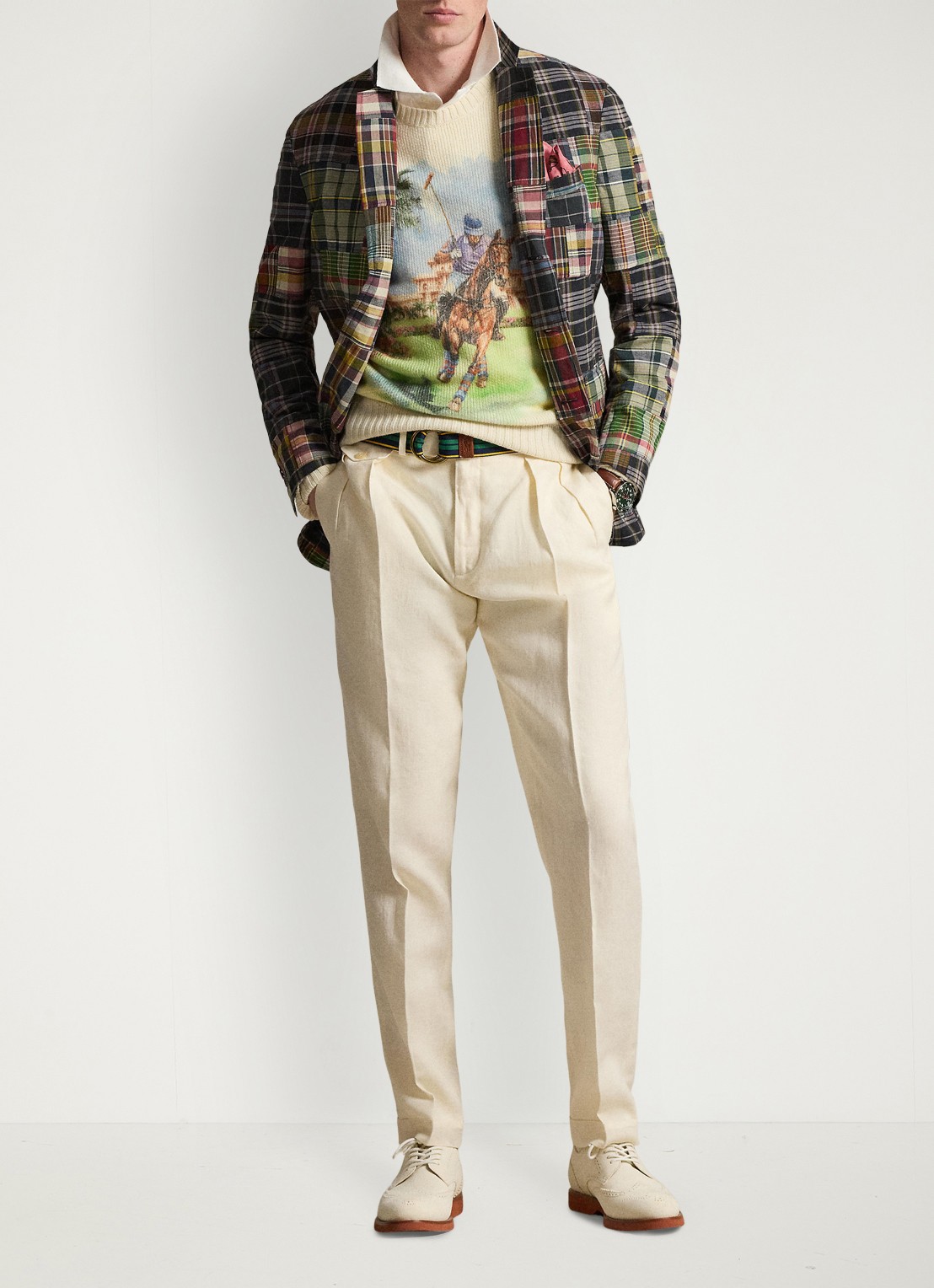 Ralph Lauren Fijngebreide trui met print - detail beige