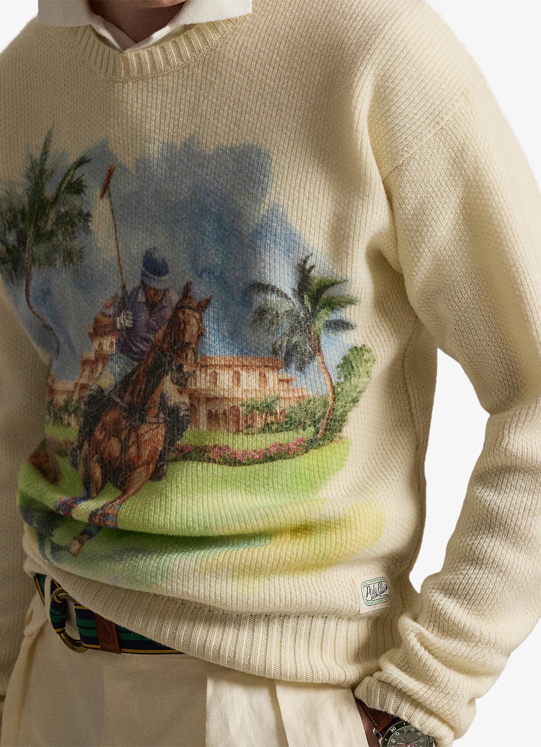 Ralph Lauren Fijngebreide trui met print - detail 2 beige