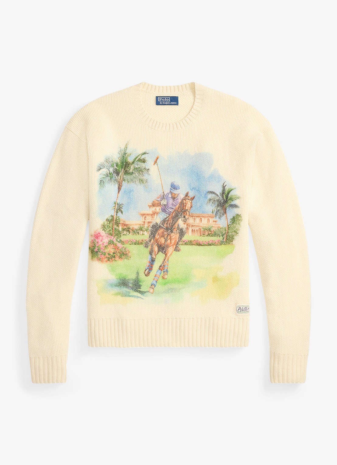 Ralph Lauren Fijngebreide trui met print - voorkant 3 beige