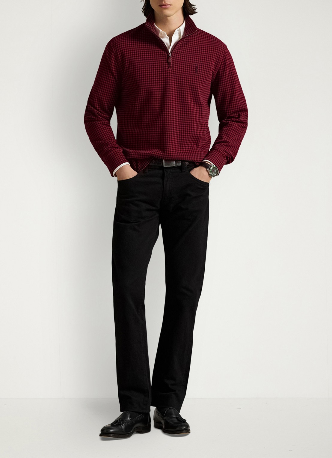 Ralph Lauren Fijngebreide trui met ruitdessin - voorkant 4 red / rood