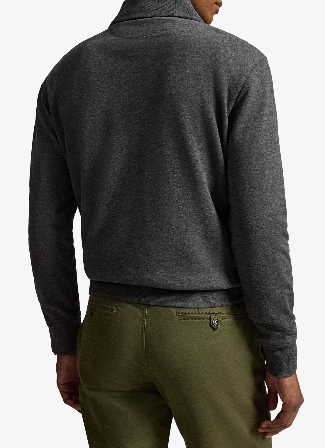 Ralph Lauren Fijngebreide trui met sjaalkraag - achterkant 5 windsor heather / grijs