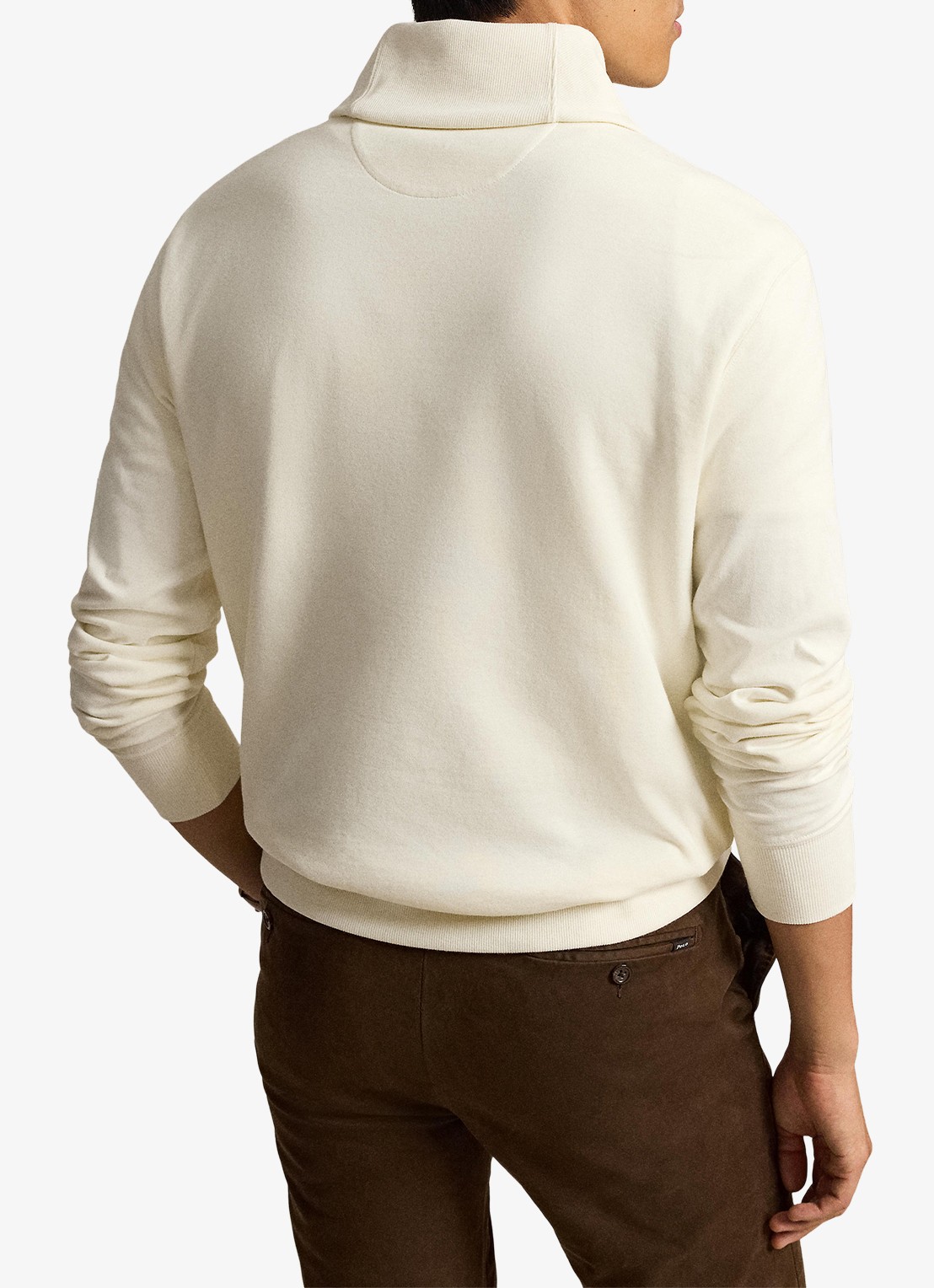 Ralph Lauren Fijngebreide trui met sjaalkraag - achterkant 5 pale cream / crème