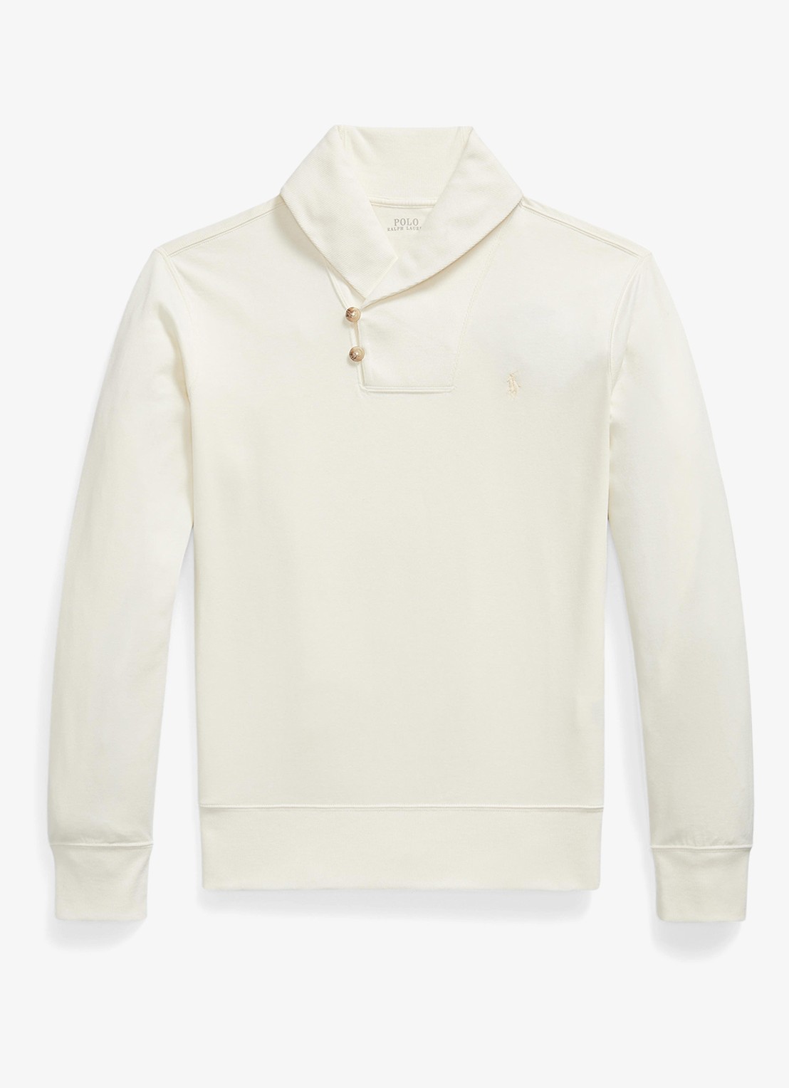 Ralph Lauren Fijngebreide trui met sjaalkraag - voorkant 3 pale cream / crème