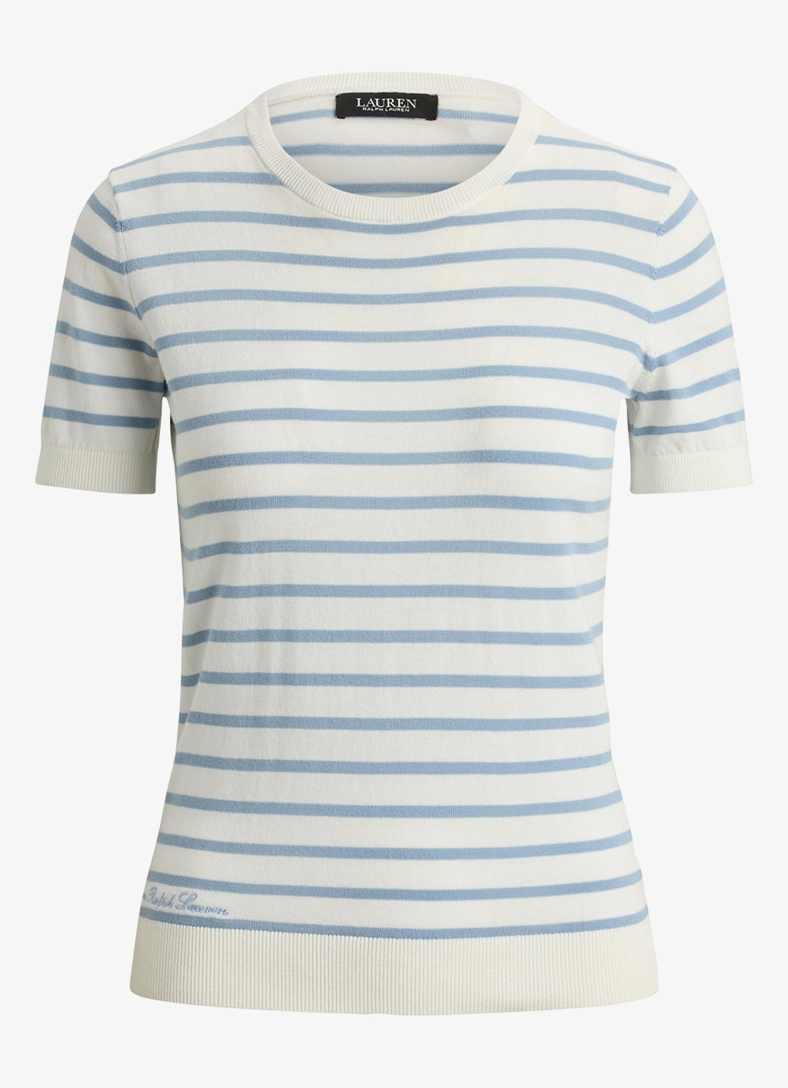 Ralph Lauren Fijngebreide trui met streepprint - voorkant 2 white/blue note  / blauw