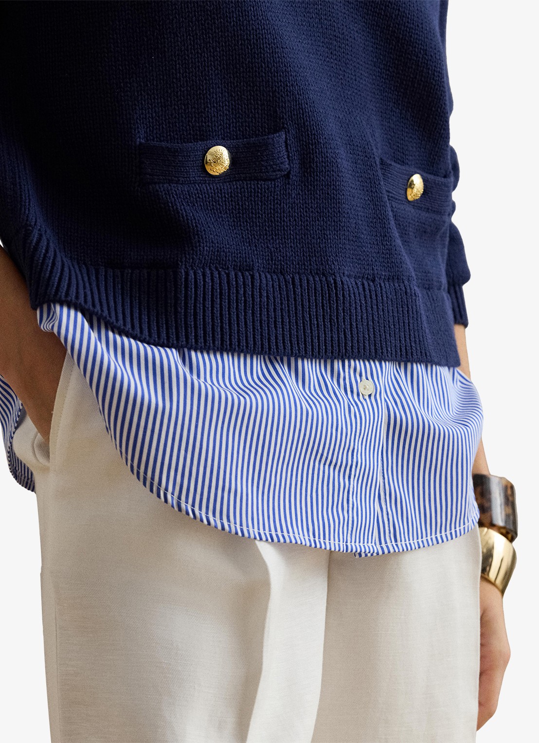 Ralph Lauren Fijngebreide trui met V-hals  - detail 4 refined navy multi / donkerblauw
