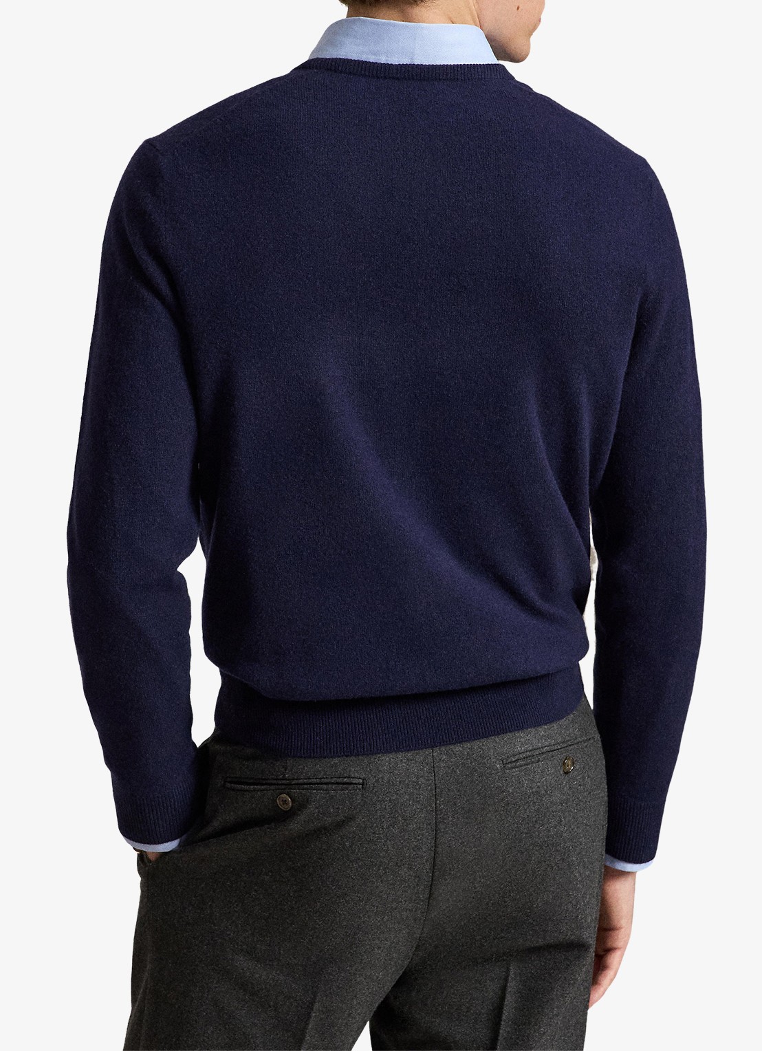 Ralph Lauren Fijngebreide trui van wol met logoborduring - achterkant 3 hunter navy / donkerblauw