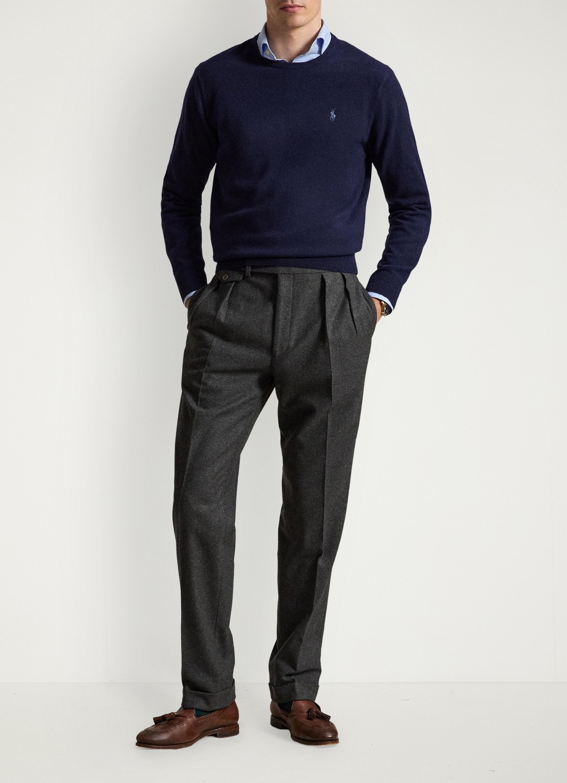 Ralph Lauren Fijngebreide trui van wol met logoborduring - detail 4 hunter navy / donkerblauw