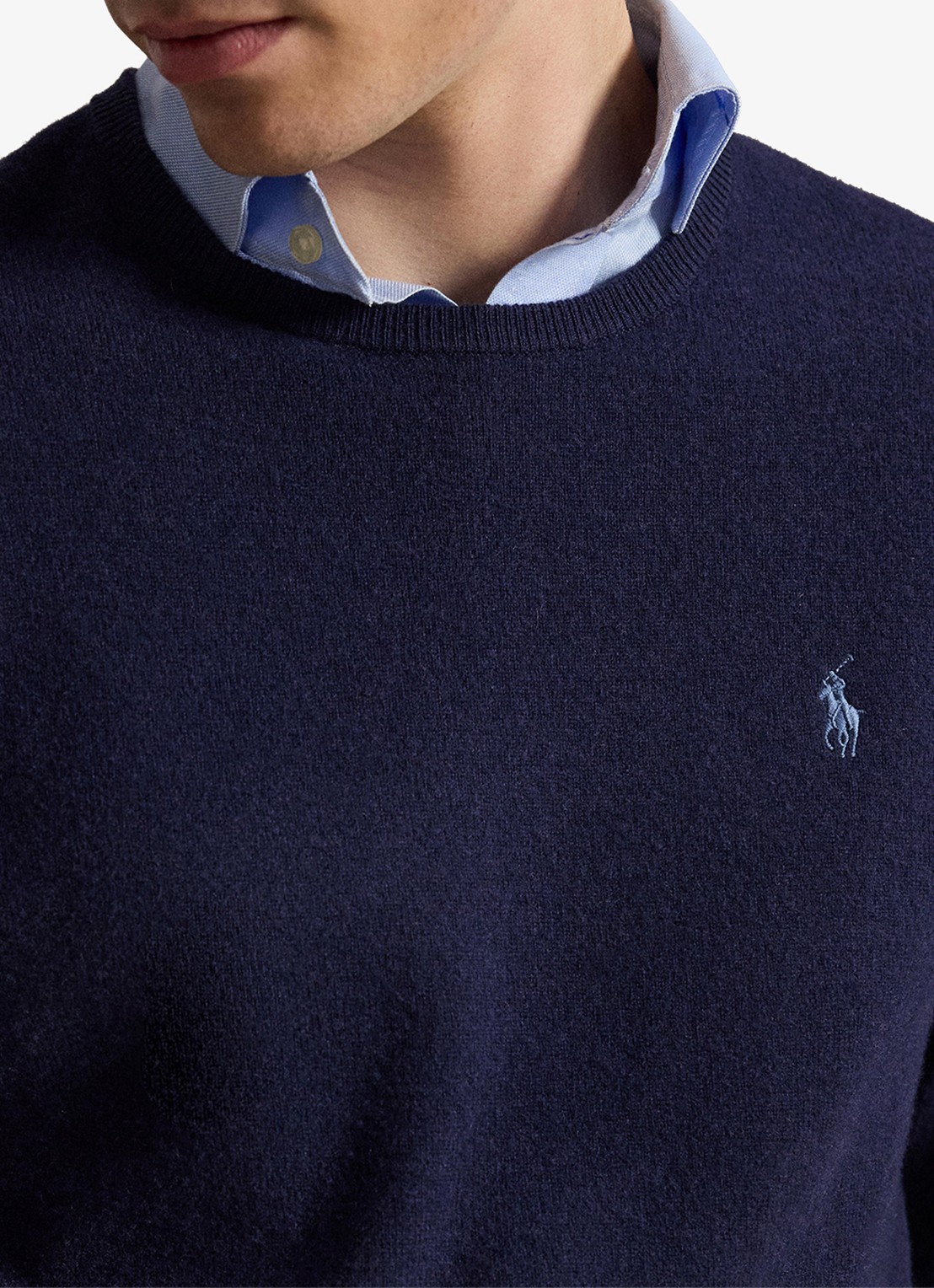 Ralph Lauren Fijngebreide trui van wol met logoborduring - detail 5 hunter navy / donkerblauw