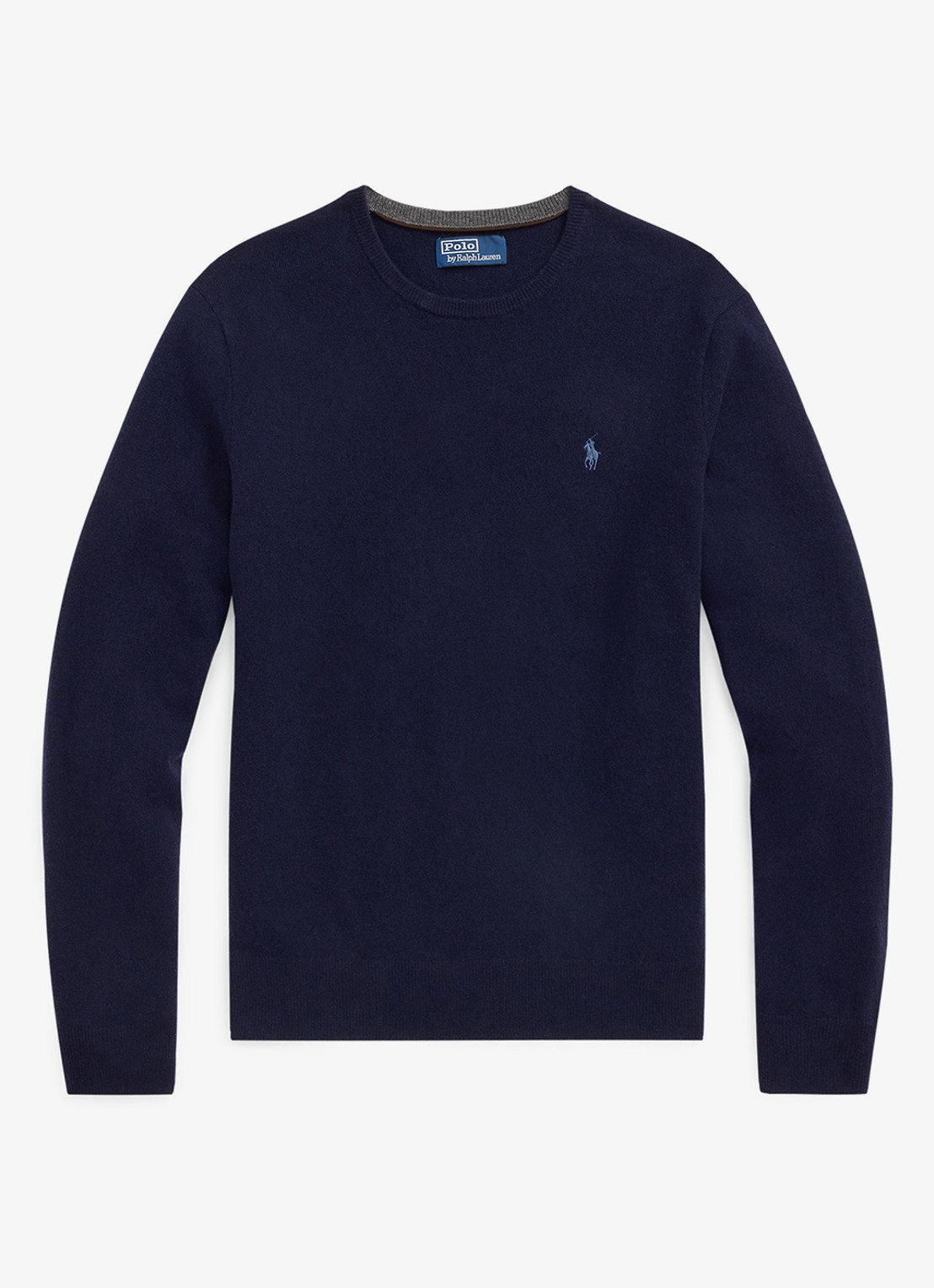 Ralph Lauren Fijngebreide trui van wol met logoborduring - voorkant hunter navy / donkerblauw
