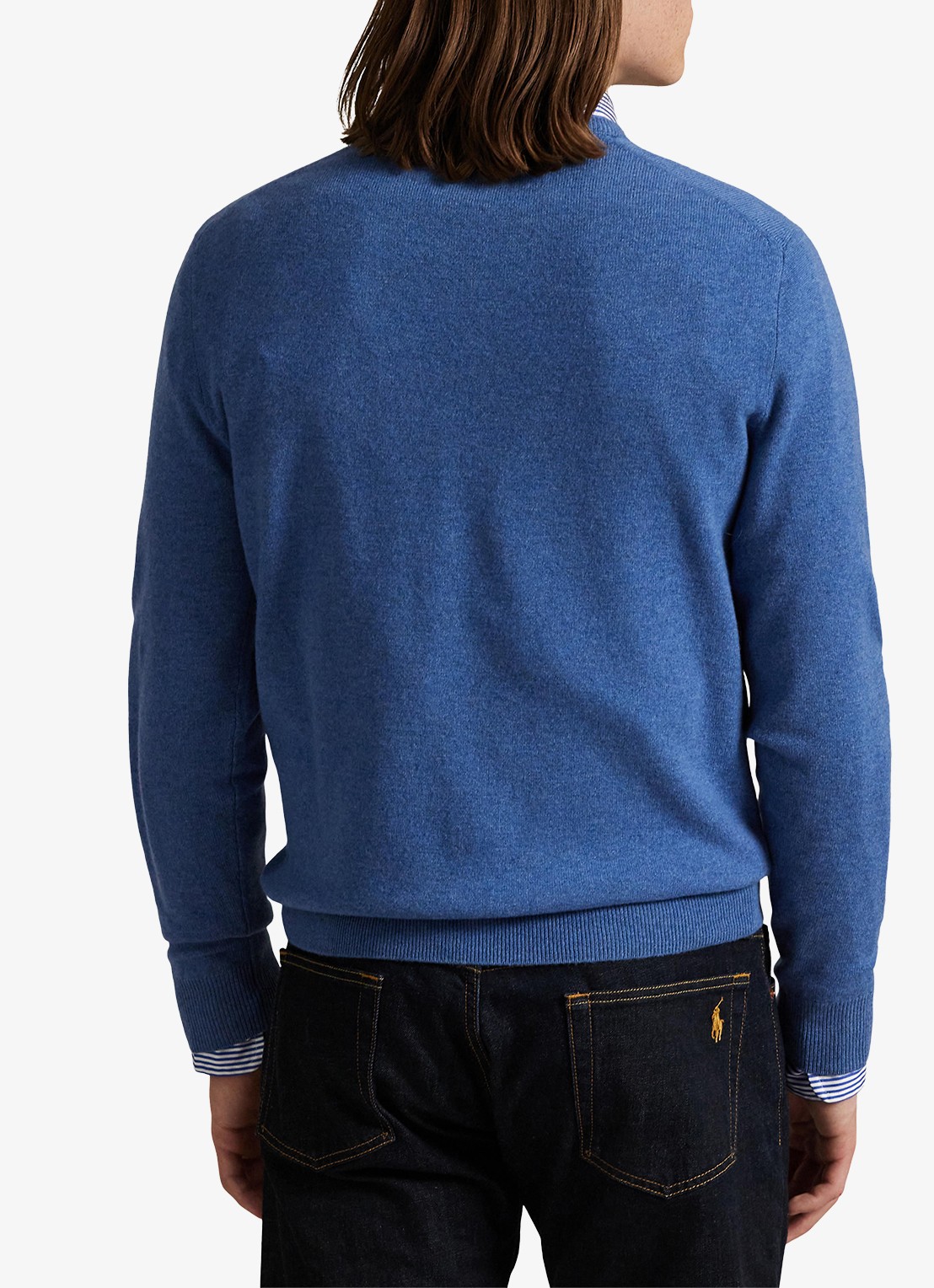 Ralph Lauren Fijngebreide trui van wol met logoborduring - achterkant 5 tide pool blue / blauw