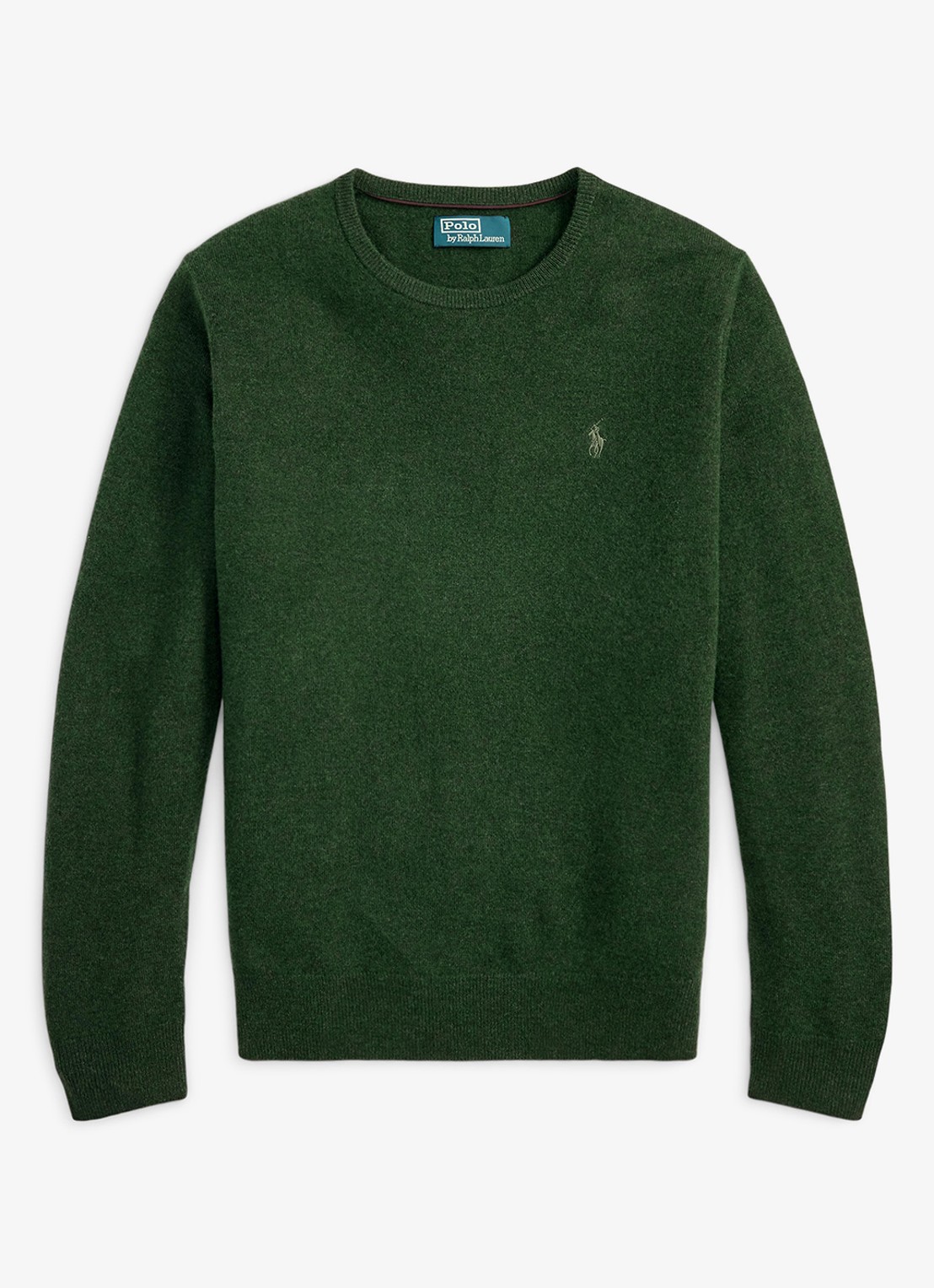 Ralph Lauren Fijngebreide trui van wol met logoborduring - voorkant lodgepole pine heather/ groen