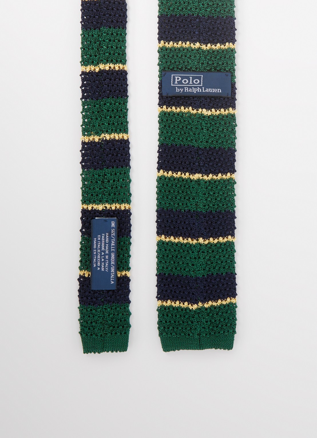 Ralph Lauren Gebreide stropdas van zijde met streepprint - detail 2 groen