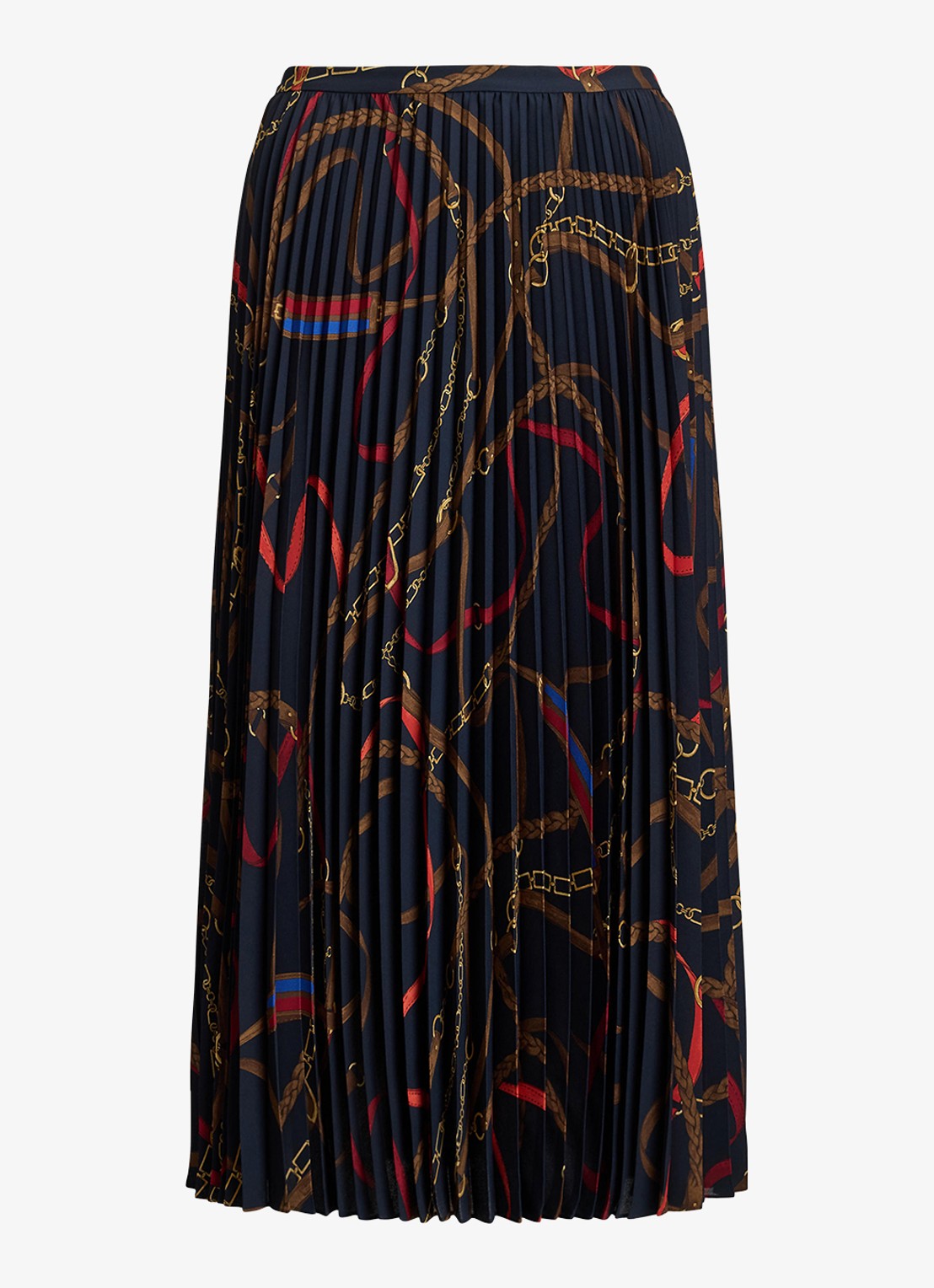 Ralph Lauren Georgette midi plooirok met grafische print - voorkant zwart