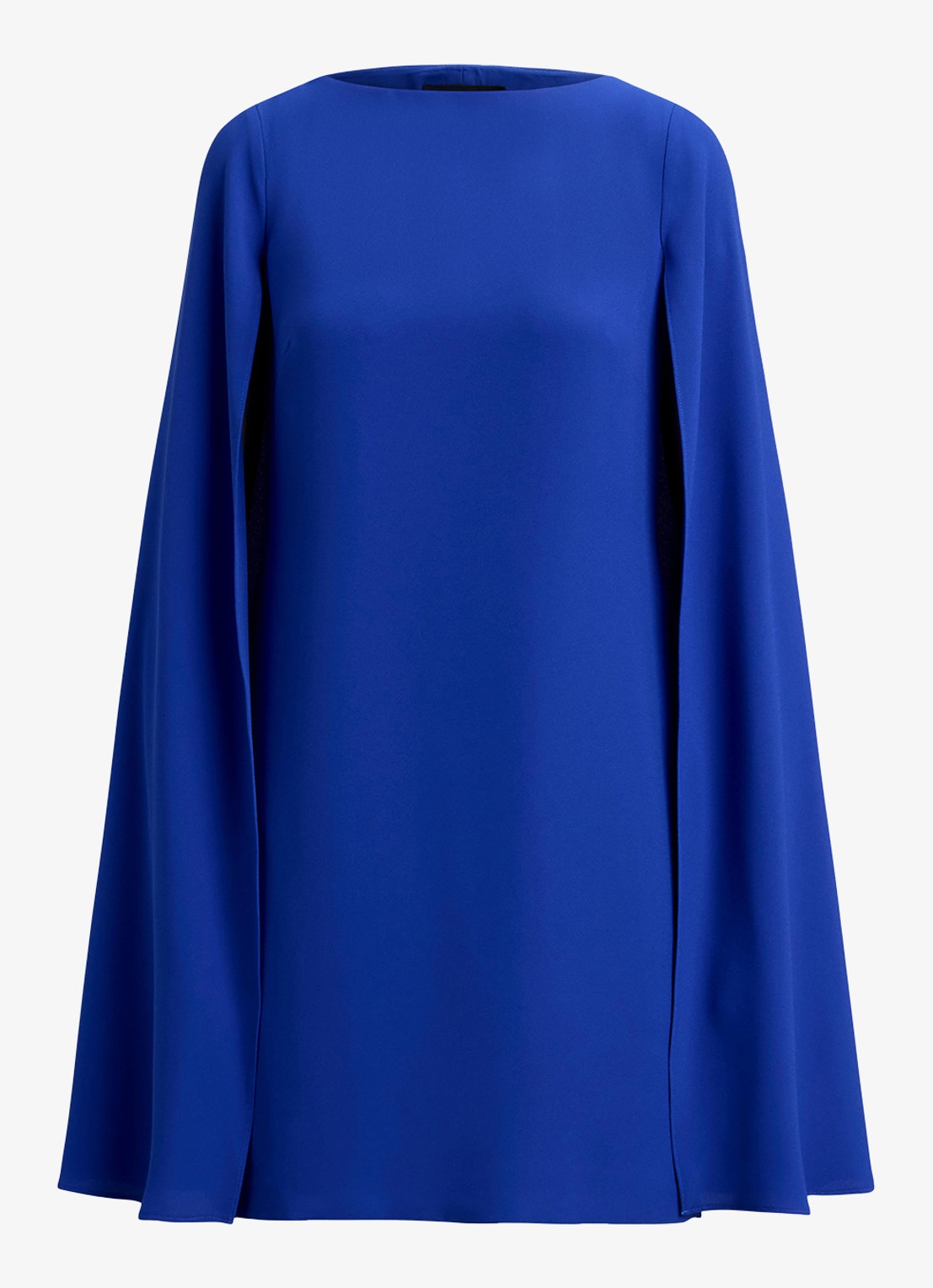 Ralph Lauren Georgette mini jurk met cape - voorkant 6 cruise royal / blauw