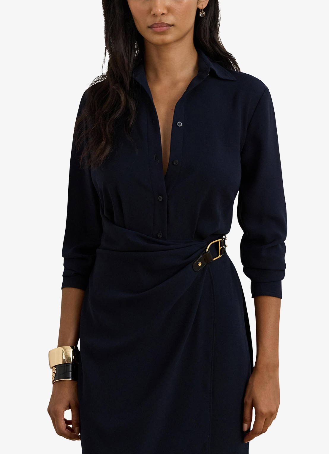 Ralph Lauren Georgette tuniekjurk met gespdetail - detail 4 donkerblauw