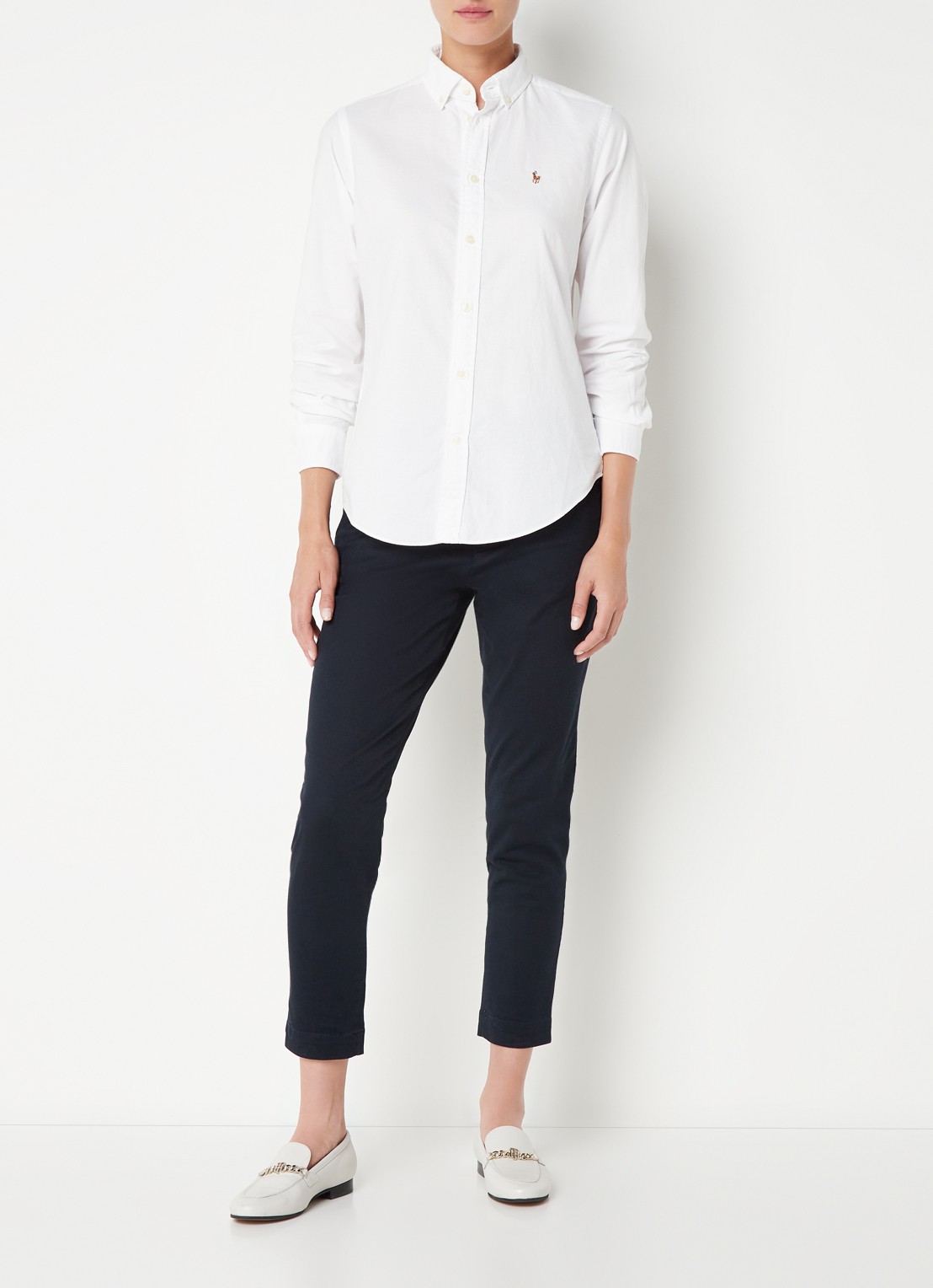 Ralph Lauren Georgia blouse met logoborduring - voorkant 4 wit