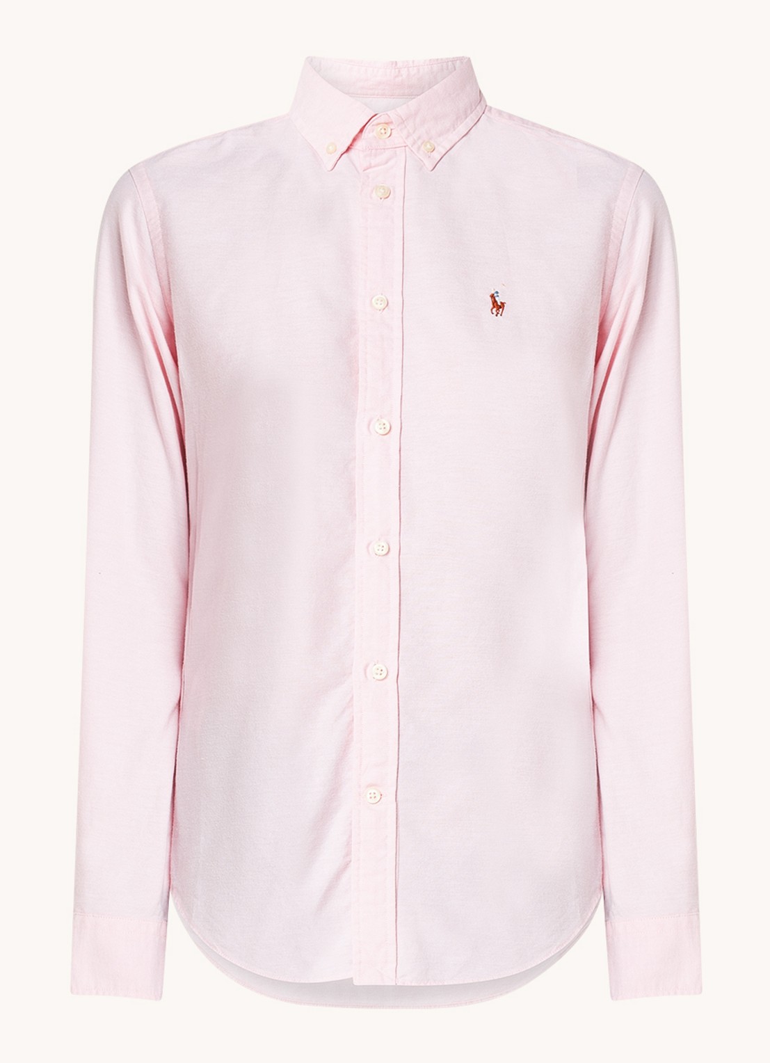 Ralph Lauren Georgia blouse met logoborduring - voorkant 2 lichtroze