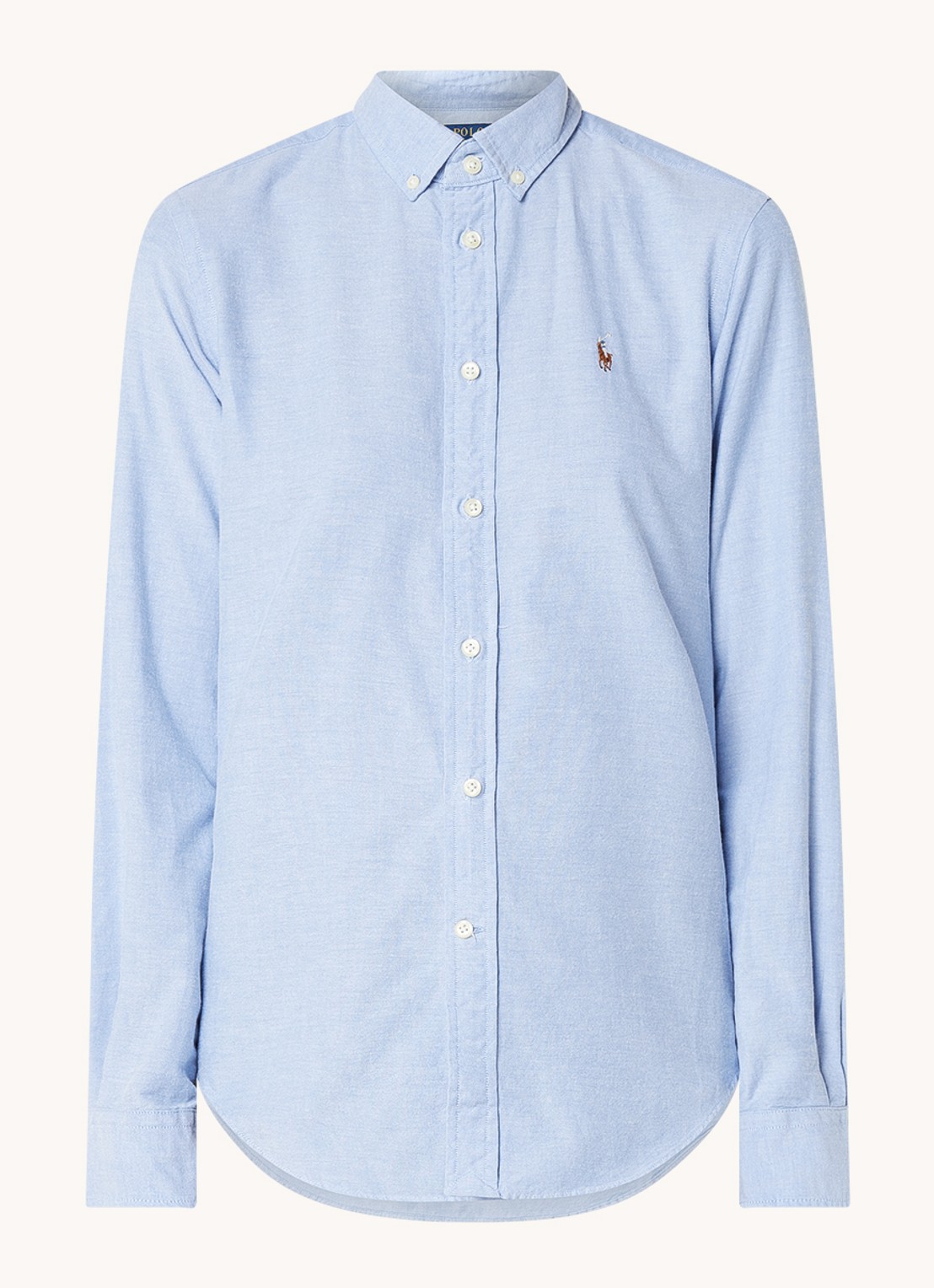 Ralph Lauren Georgia blouse met logoborduring - voorkant lichtblauw