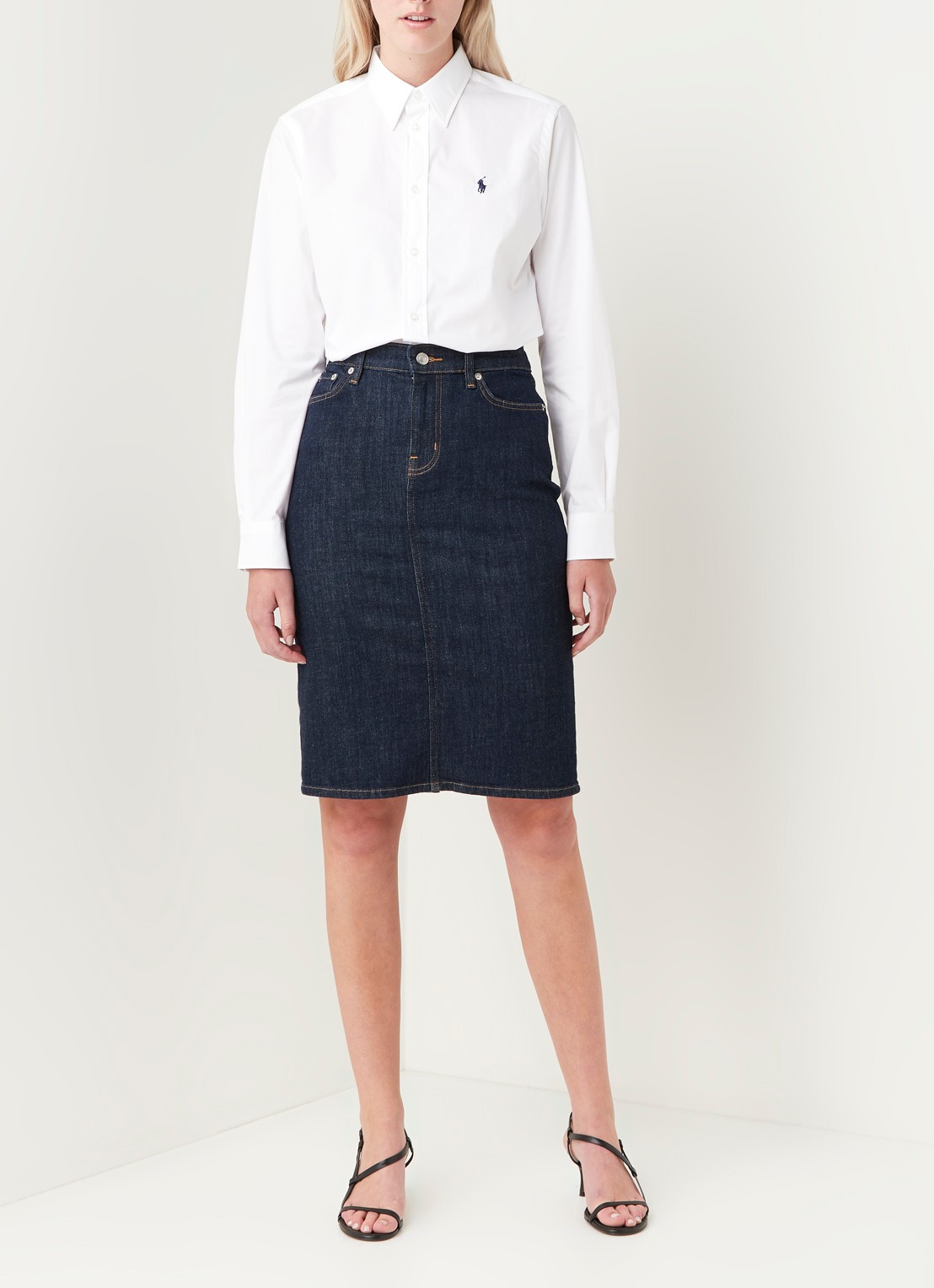 Ralph Lauren Georgia blouse van stretch katoen - voorkant 3 wit