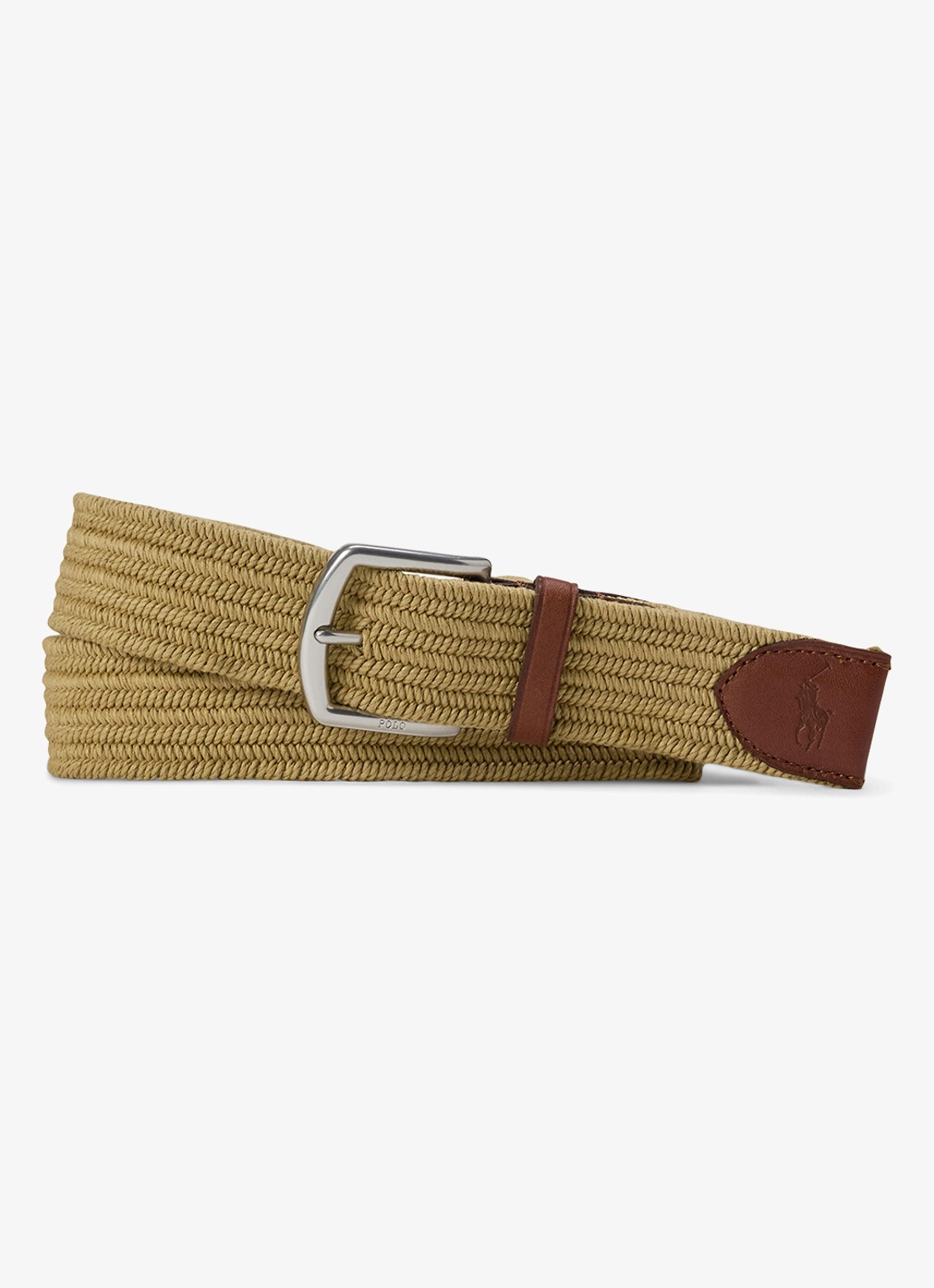 Ralph Lauren Gevlochten riem met detail van leer - voorkant timber brown