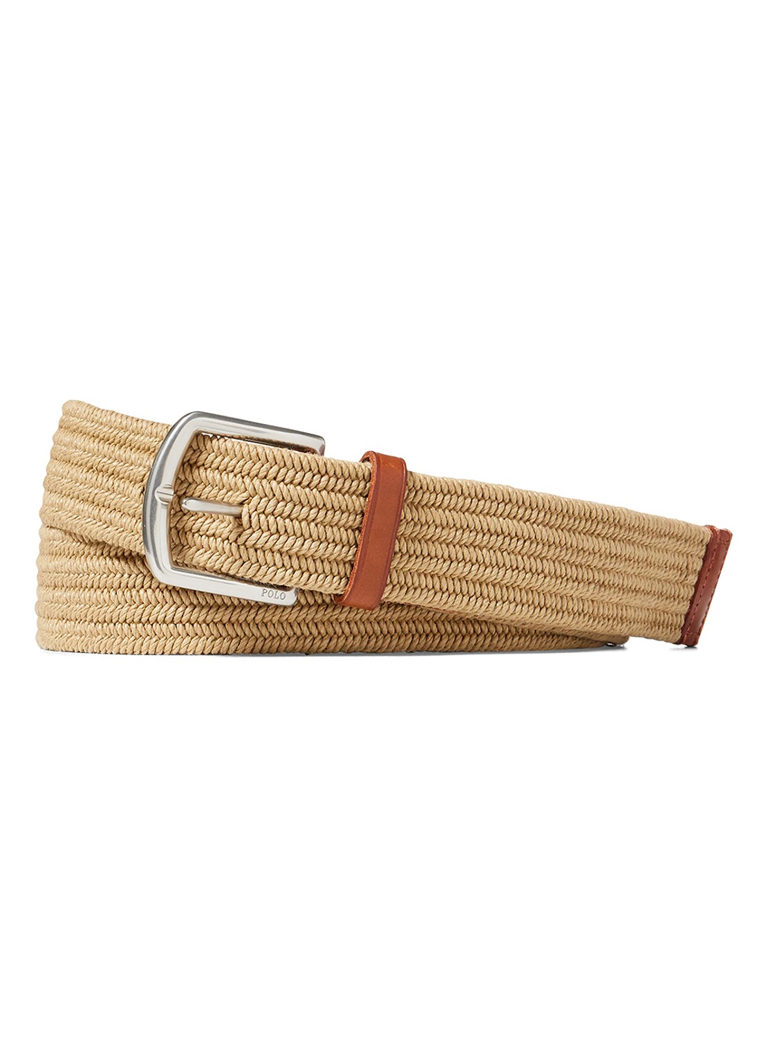 Ralph Lauren Gevlochten riem met detail van leer - voorkant 2 timber brown